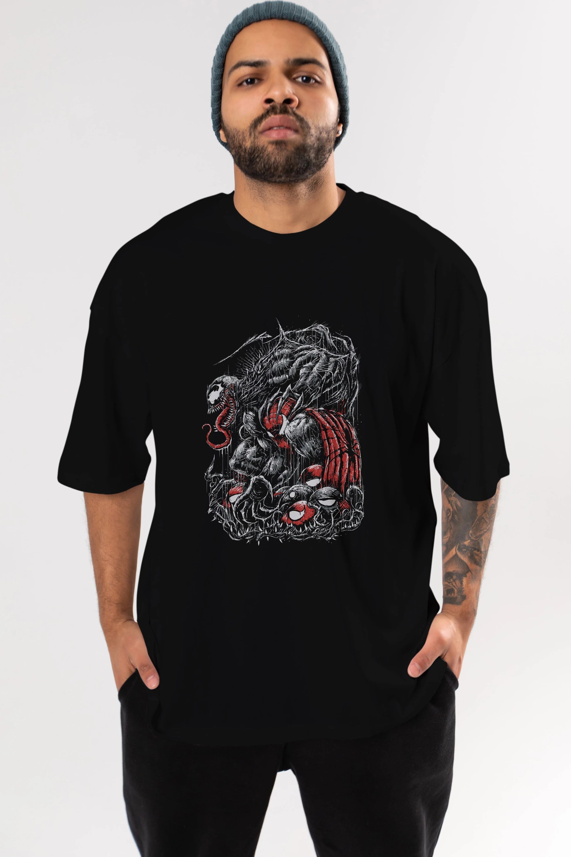 Venom (14) Ön Baskılı Oversize t-shirt Erkek Kadın Unisex %100 Pamuk Bisiklet Yaka tişort