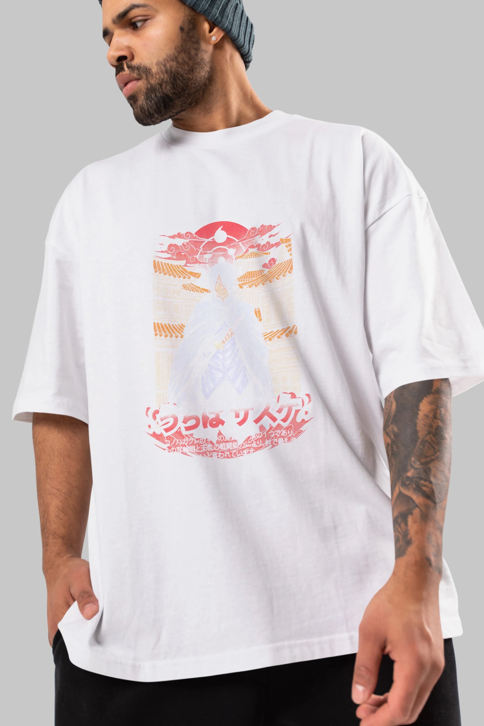 NARUTO SASUKE UCHIHA 1 Anime Ön Baskılı Oversize t-shirt %100 pamuk Erkek Kadın Unisex