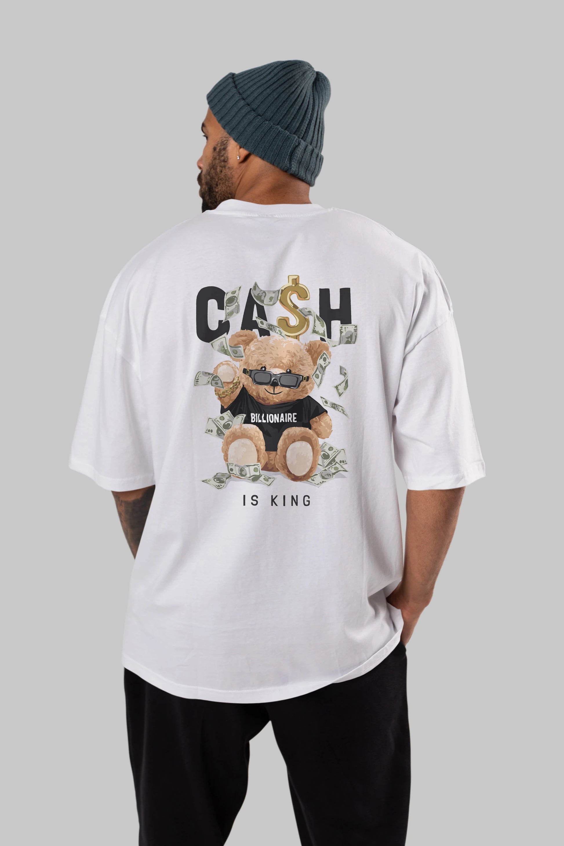 Teddy Bear Billionaire Arka Baskılı Oversize t-shirt Erkek Kadın Unisex %100 Pamuk