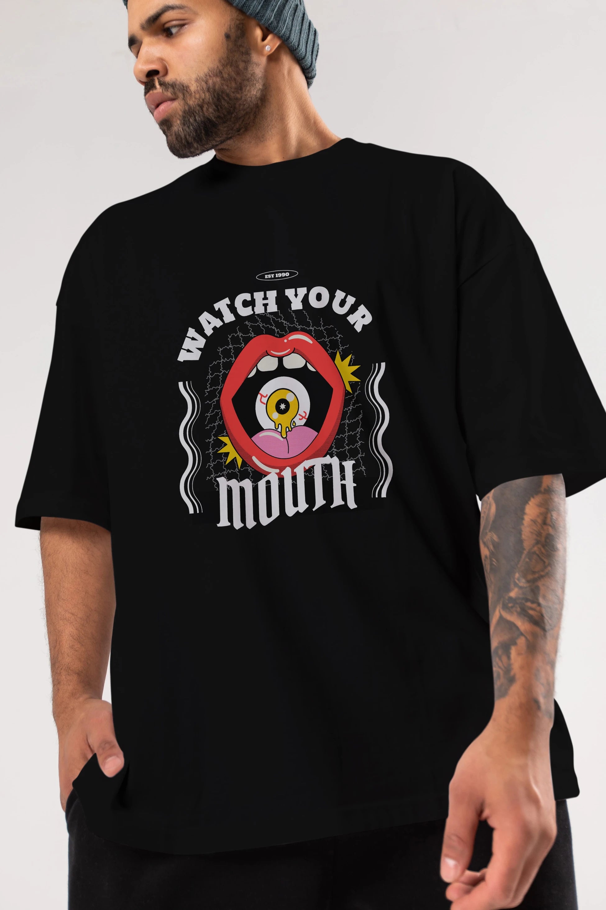 Watch Your Mouth Ön Baskılı Oversize t-shirt Erkek Kadın Unisex