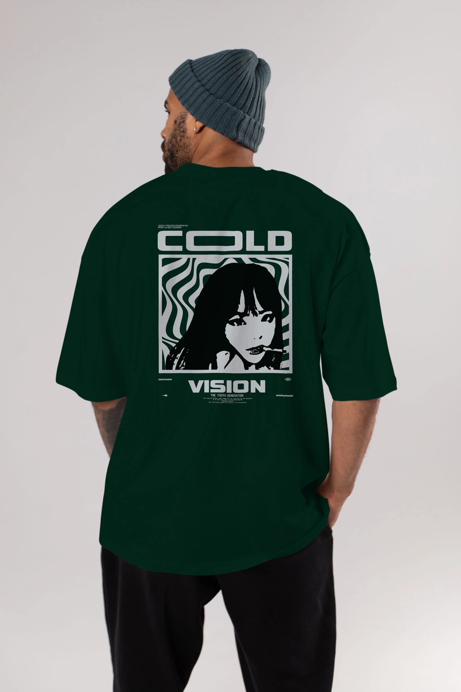 Cold Vision Arka Baskılı Oversize t-shirt Erkek Kadın Unisex
