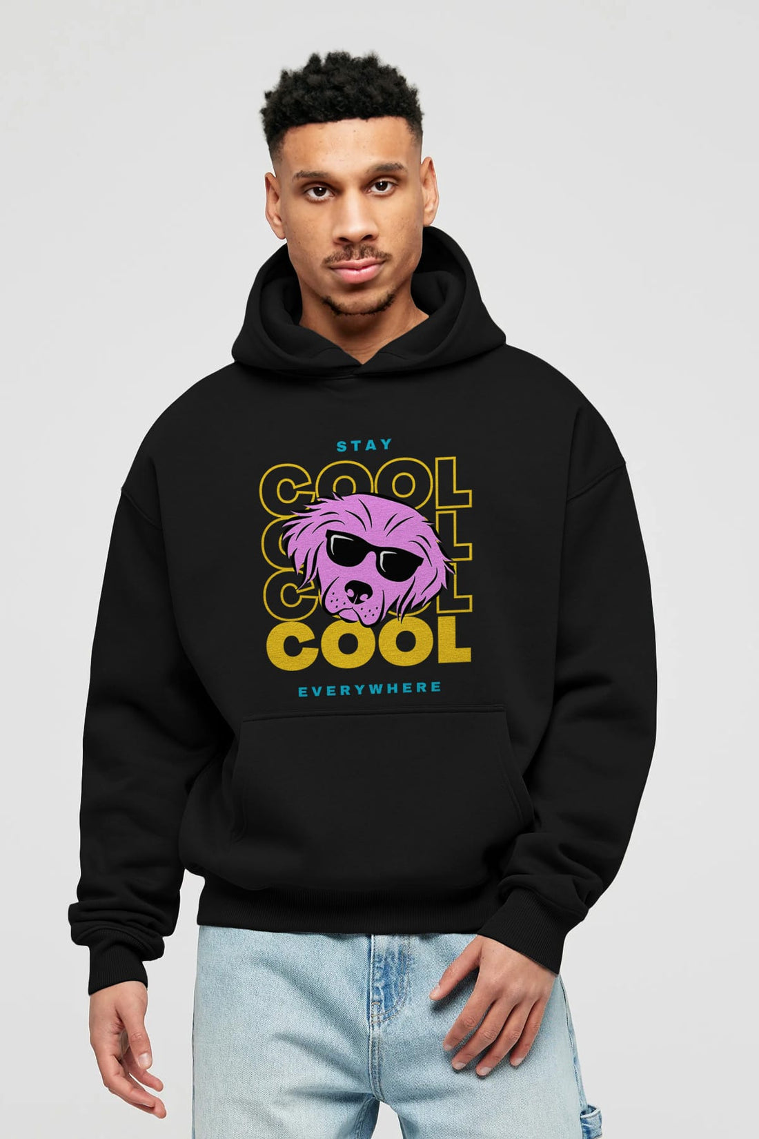 Cool Dog 2 Ön Baskılı Oversize Hoodie Kapüşonlu Sweatshirt Erkek Kadın Unisex