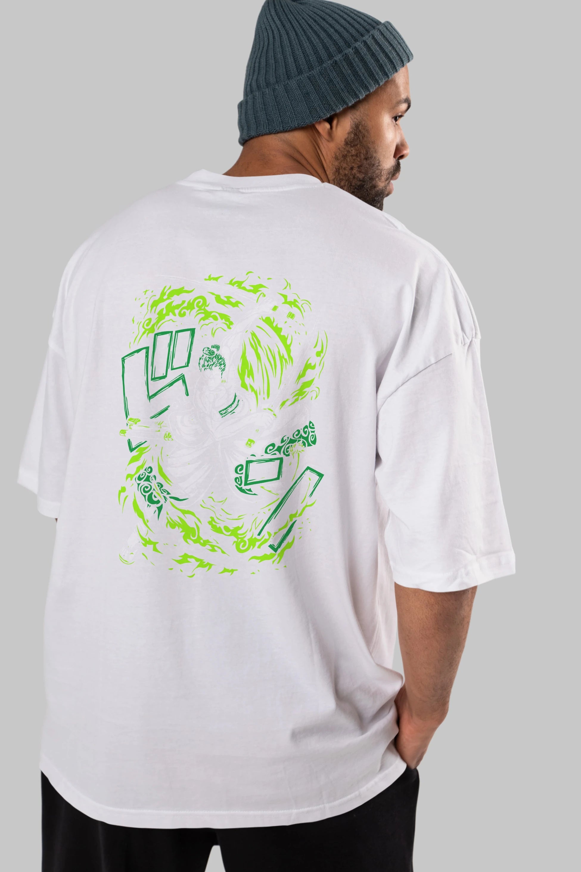 ZORO-ONE PIECE (2) Anime Arka Baskılı Oversize t-shirt Erkek Kadın Unisex