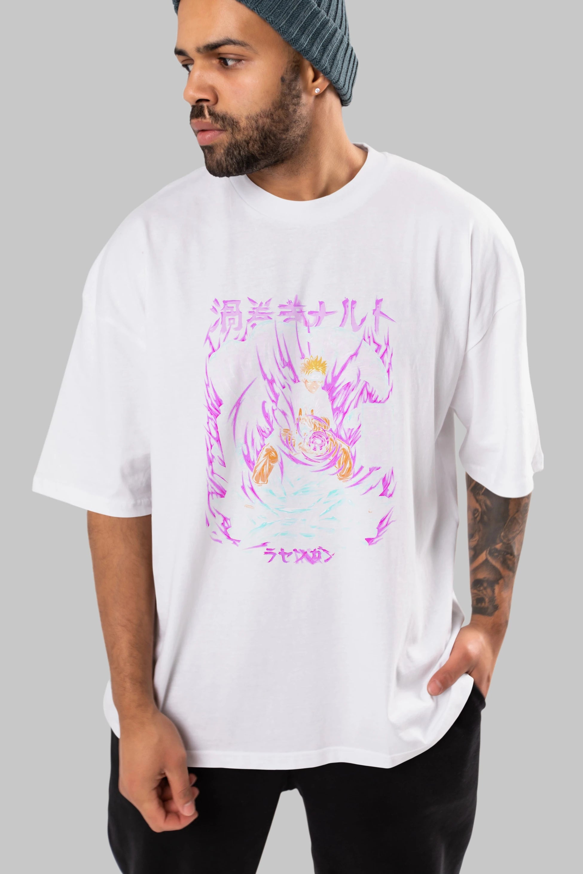 NARUTO Anime Ön Baskılı Oversize t-shirt %100 pamuk Erkek Kadın Unisex