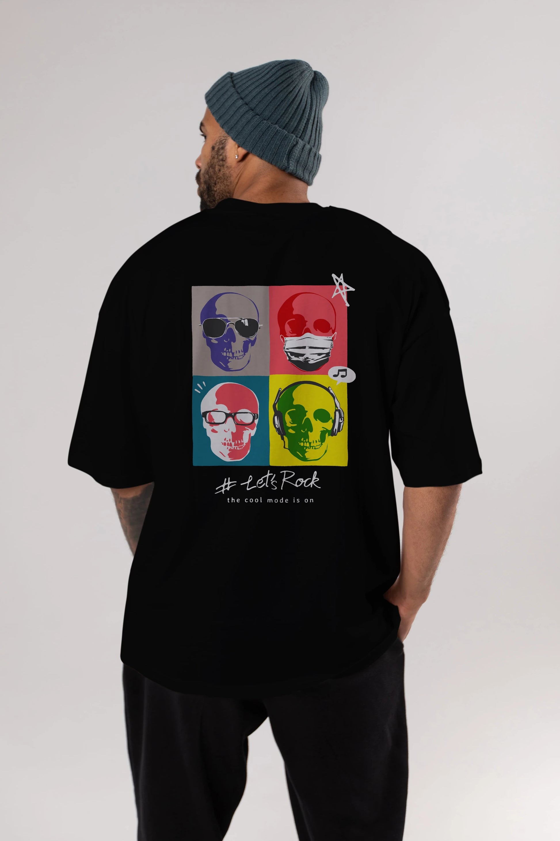 Lets Rock Arka Baskılı Oversize t-shirt Erkek Kadın Unisex