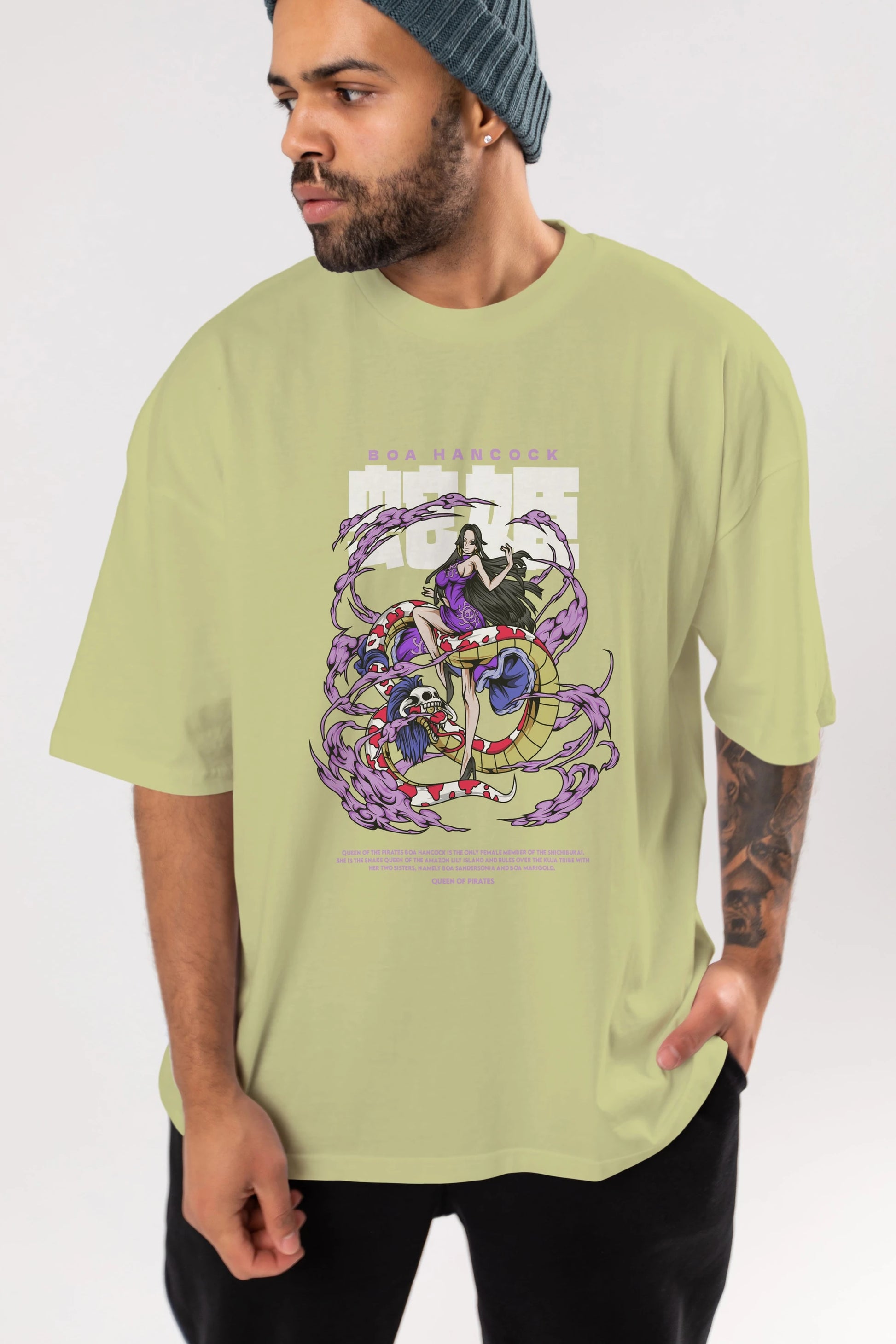 Boa Hancock Anime Ön Baskılı Oversize t-shirt %100 pamuk Erkek Kadın Unisex