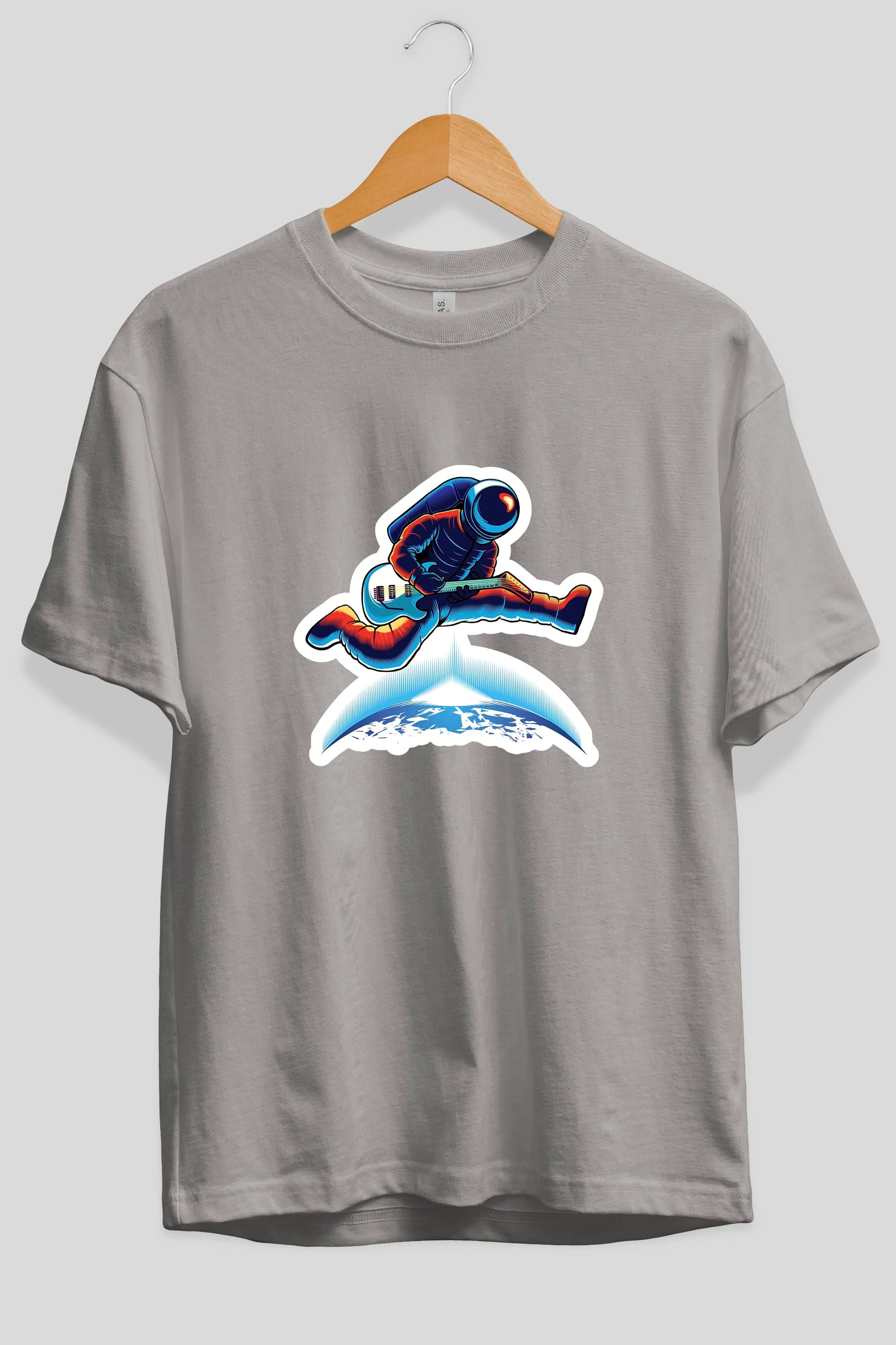 Astroguitar Sticker Ön Baskılı Oversize t-shirt Erkek Kadın Unisex