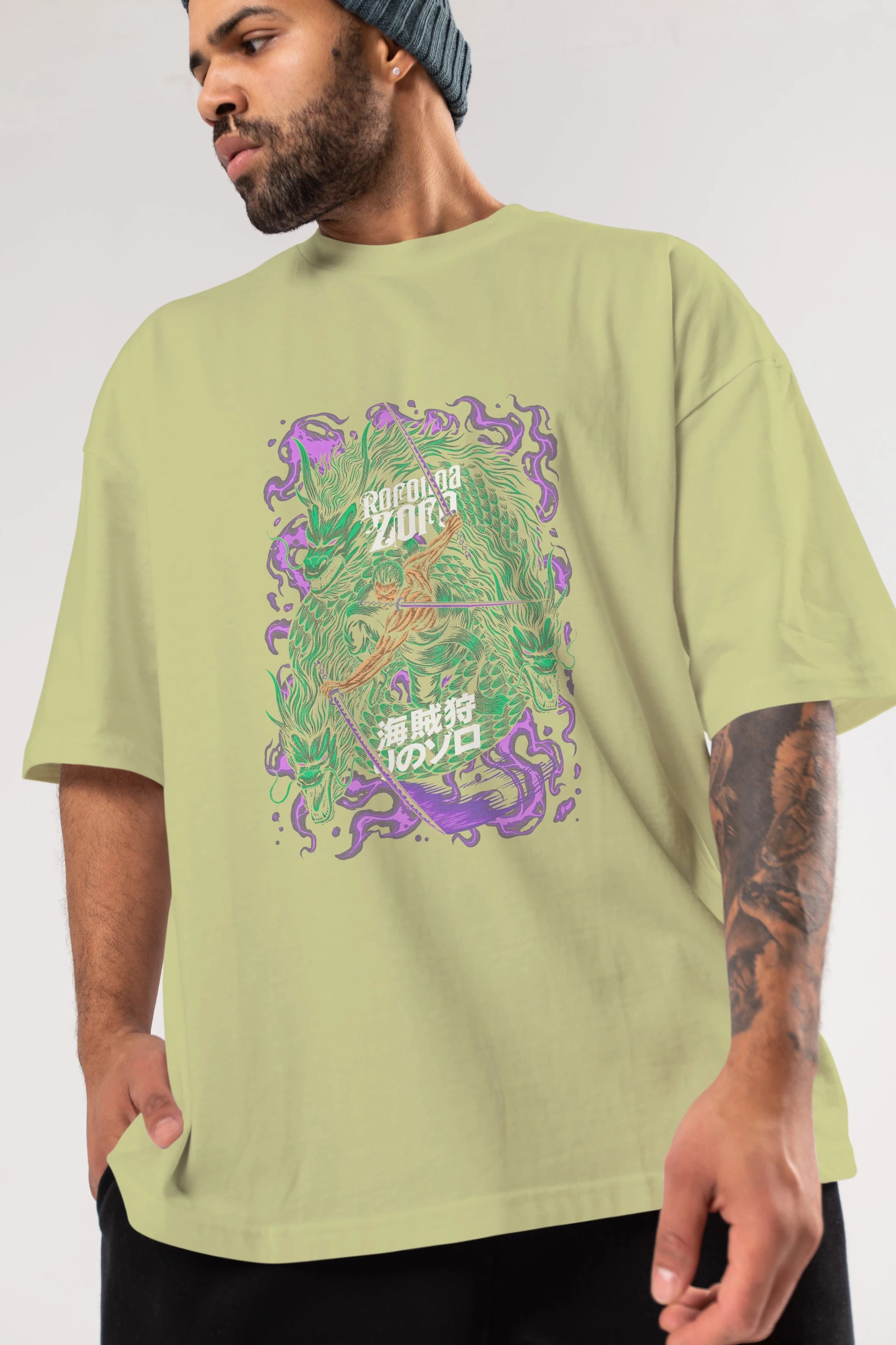 RORONOA ZORO 5 Anime Ön Baskılı Oversize t-shirt %100 pamuk Erkek Kadın Unisex