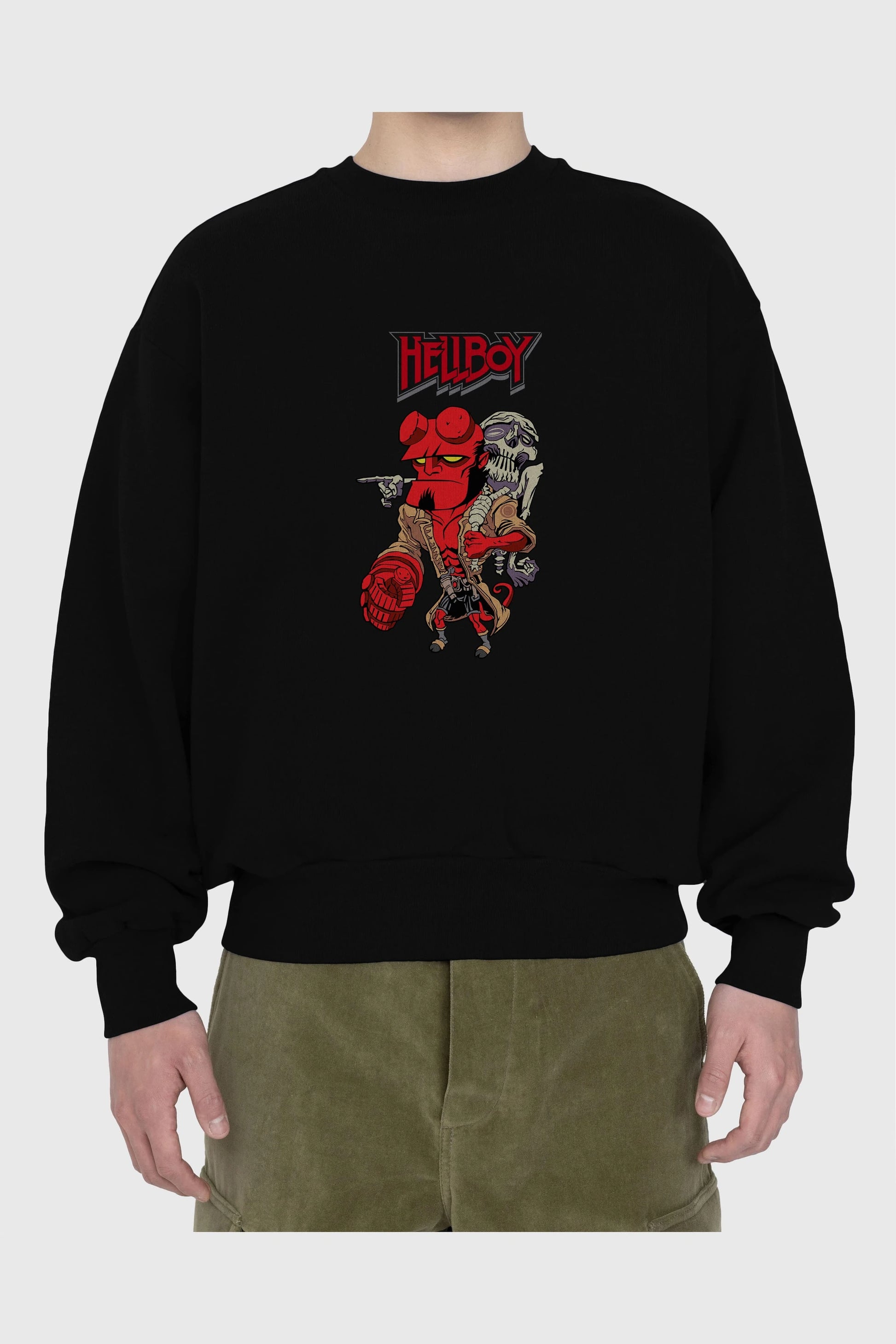 Hellboy (2) Ön Baskılı Oversize Sweatshirt Erkek Kadın Unisex