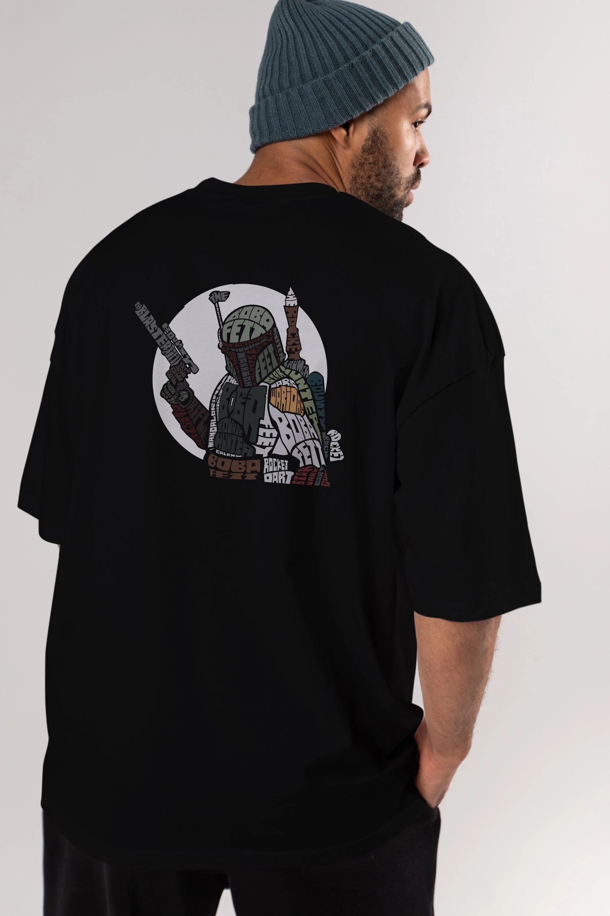 Boba Fett Arka Baskılı Oversize t-shirt %100 pamuk Erkek Kadın Unisex