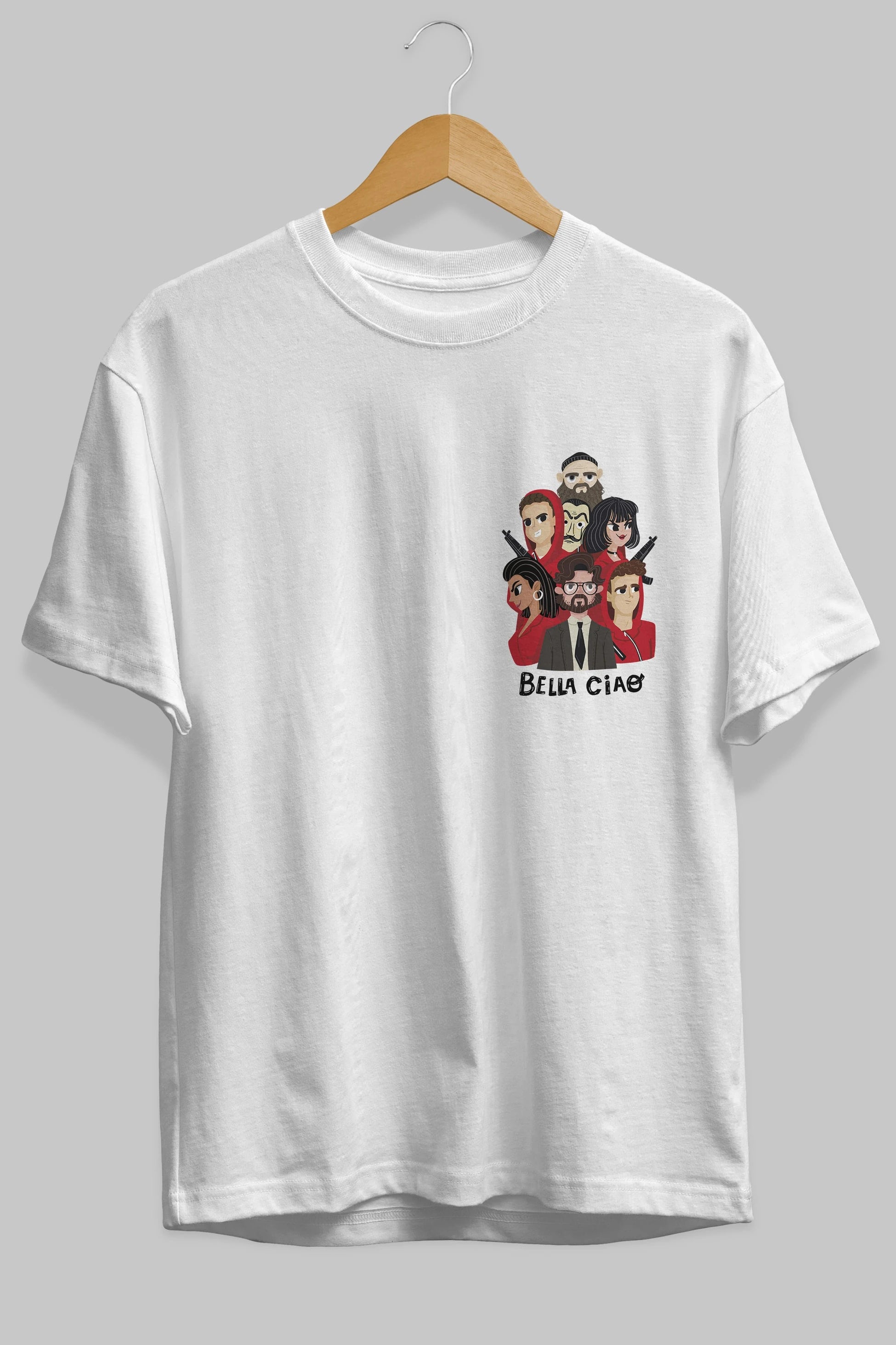La Casa De Papel (13) Ön Sol Baskılı Oversize t-shirt Erkek Kadın Unisex %100 Pamuk Bisiklet Yaka tişort