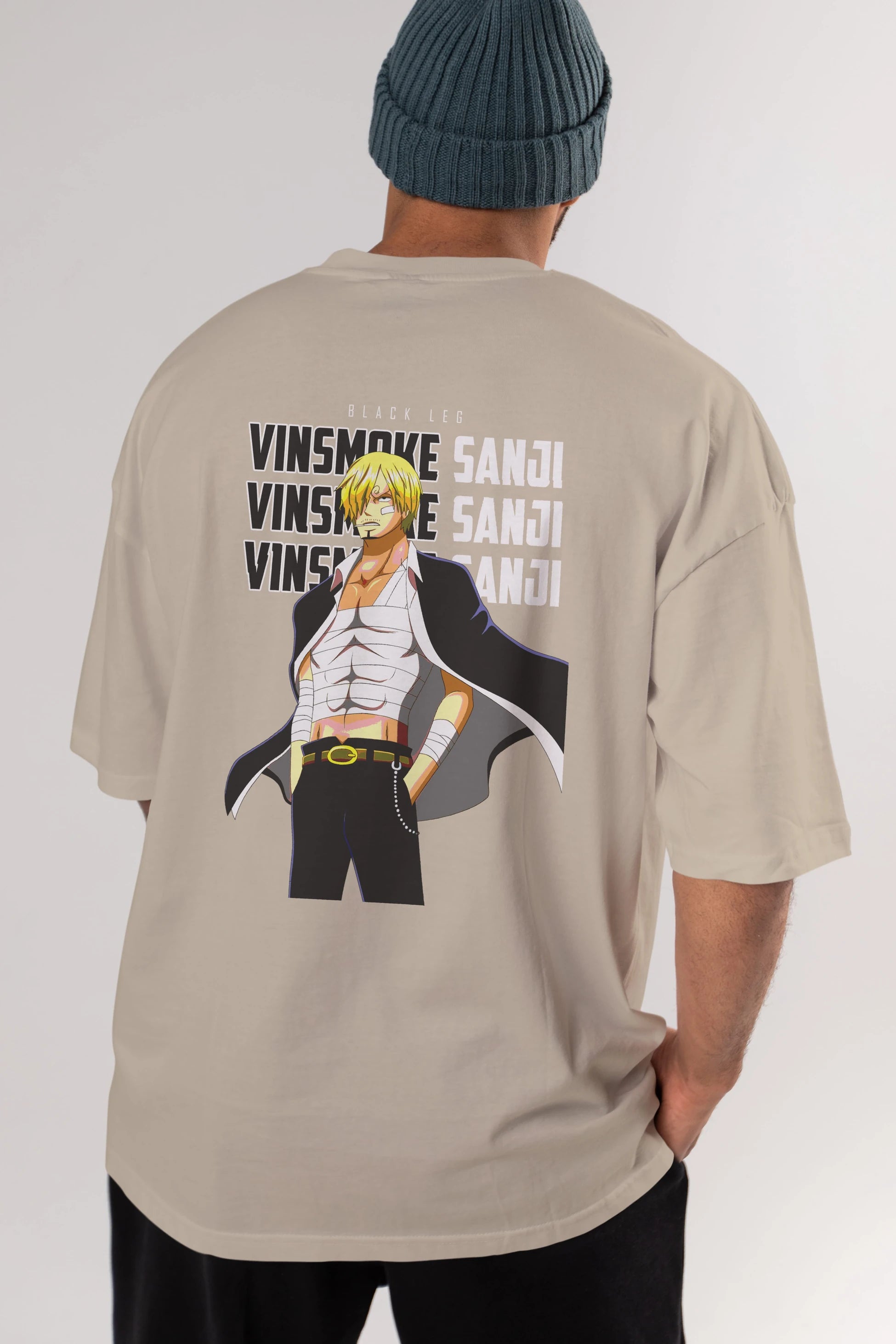 Sanji Anime Arka Baskılı Oversize t-shirt Erkek Kadın Unisex %100 pamuk tişort