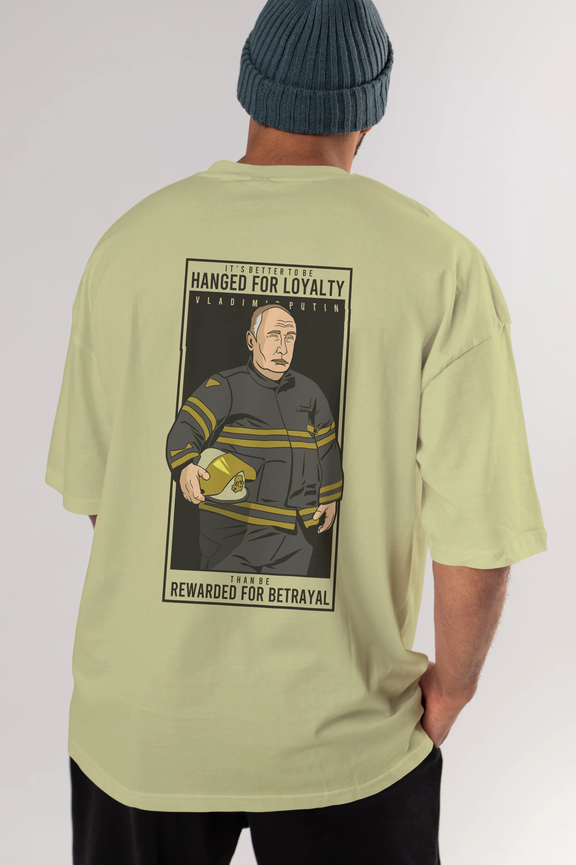 Putin Fireman Arka Baskılı Oversize t-shirt Erkek Kadın Unisex %100 Pamuk tişort