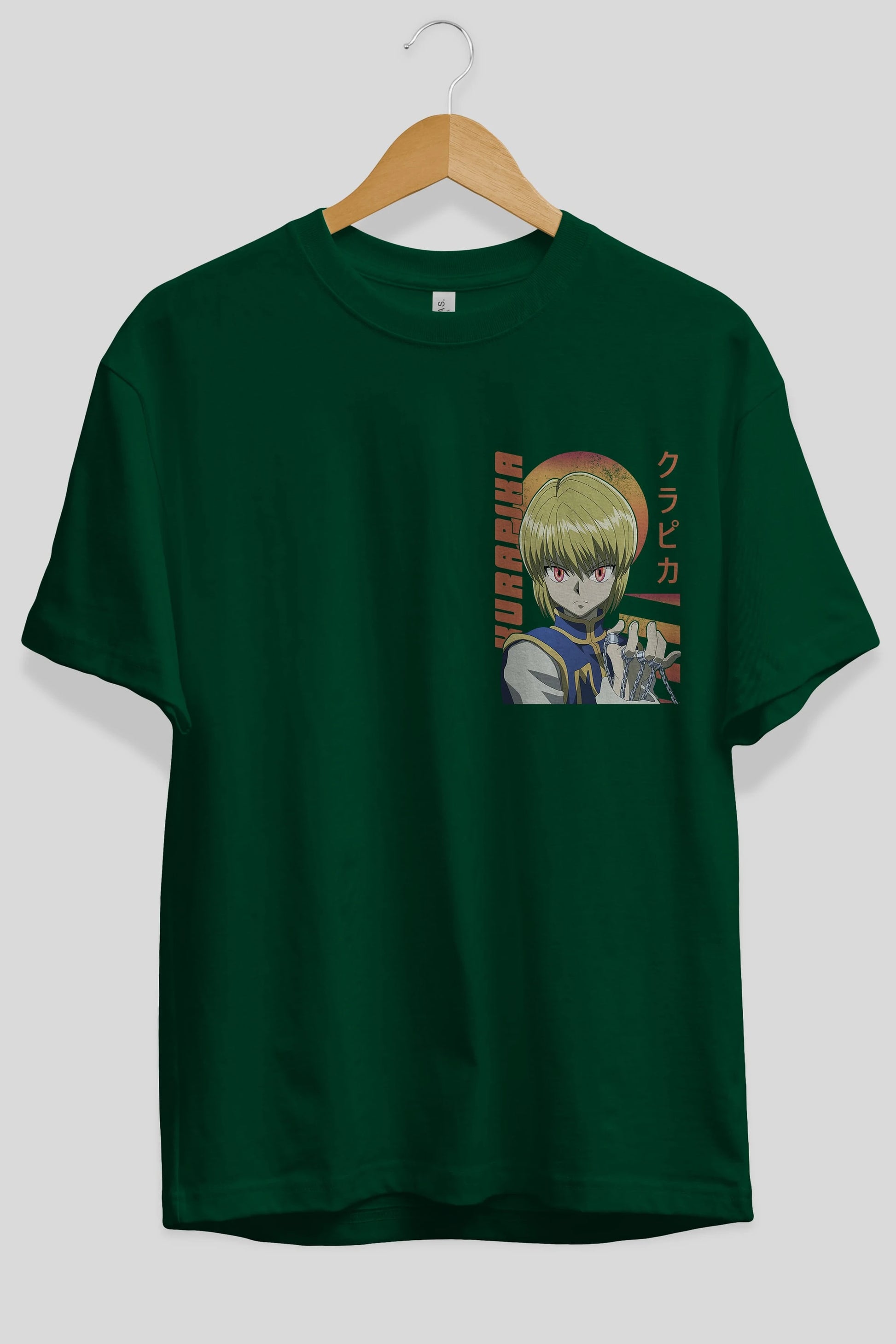 Kurapika 5 (2) Ön Sol Baskılı Oversize t-shirt Erkek Kadın Unisex %100 Pamuk Bisiklet Yaka tişort