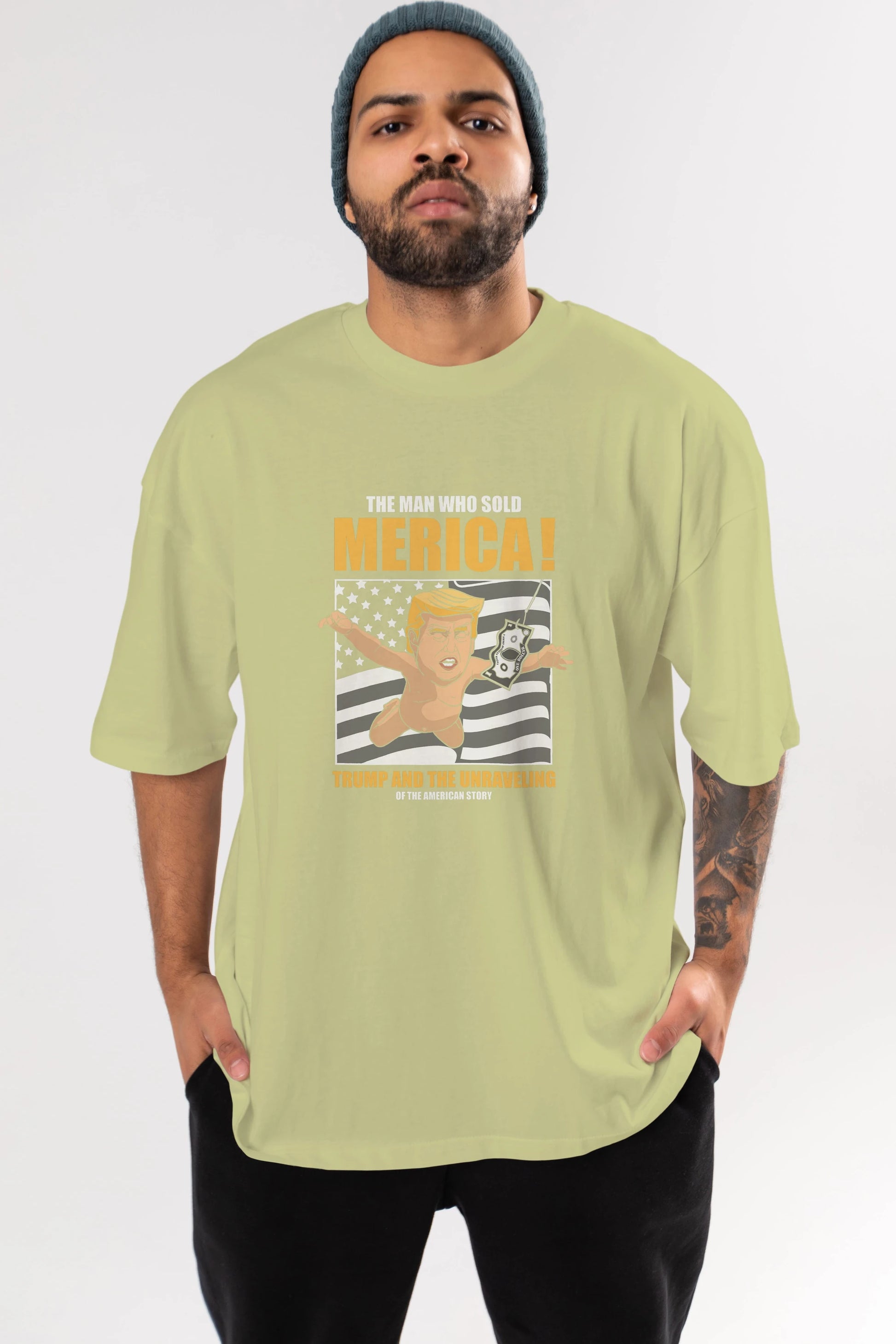 Trump Nirvana Ön Baskılı Oversize t-shirt Erkek Kadın Unisex %100 Pamuk tişort