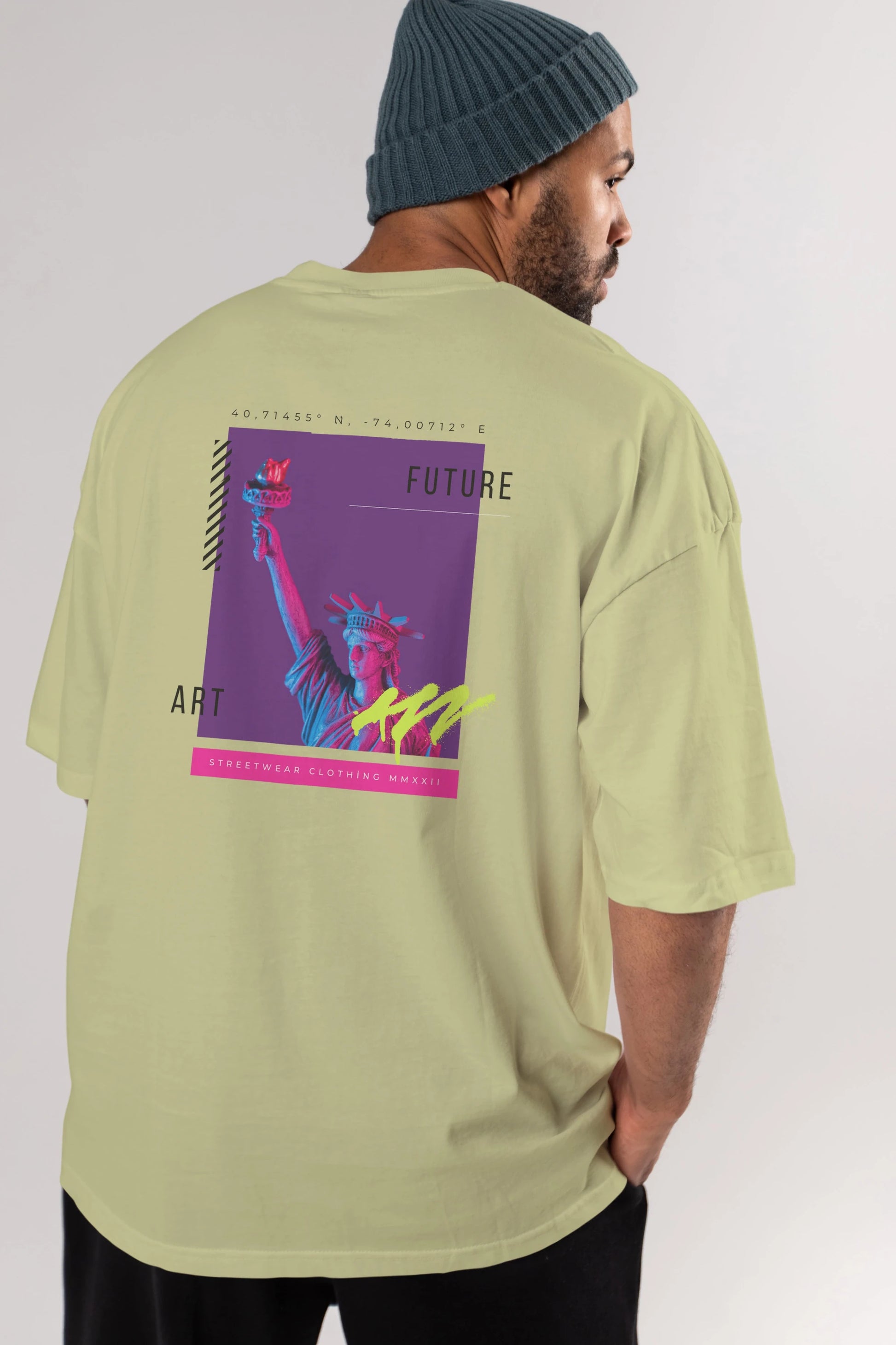Future Art Arka Baskılı Oversize t-shirt Erkek Kadın Unisex