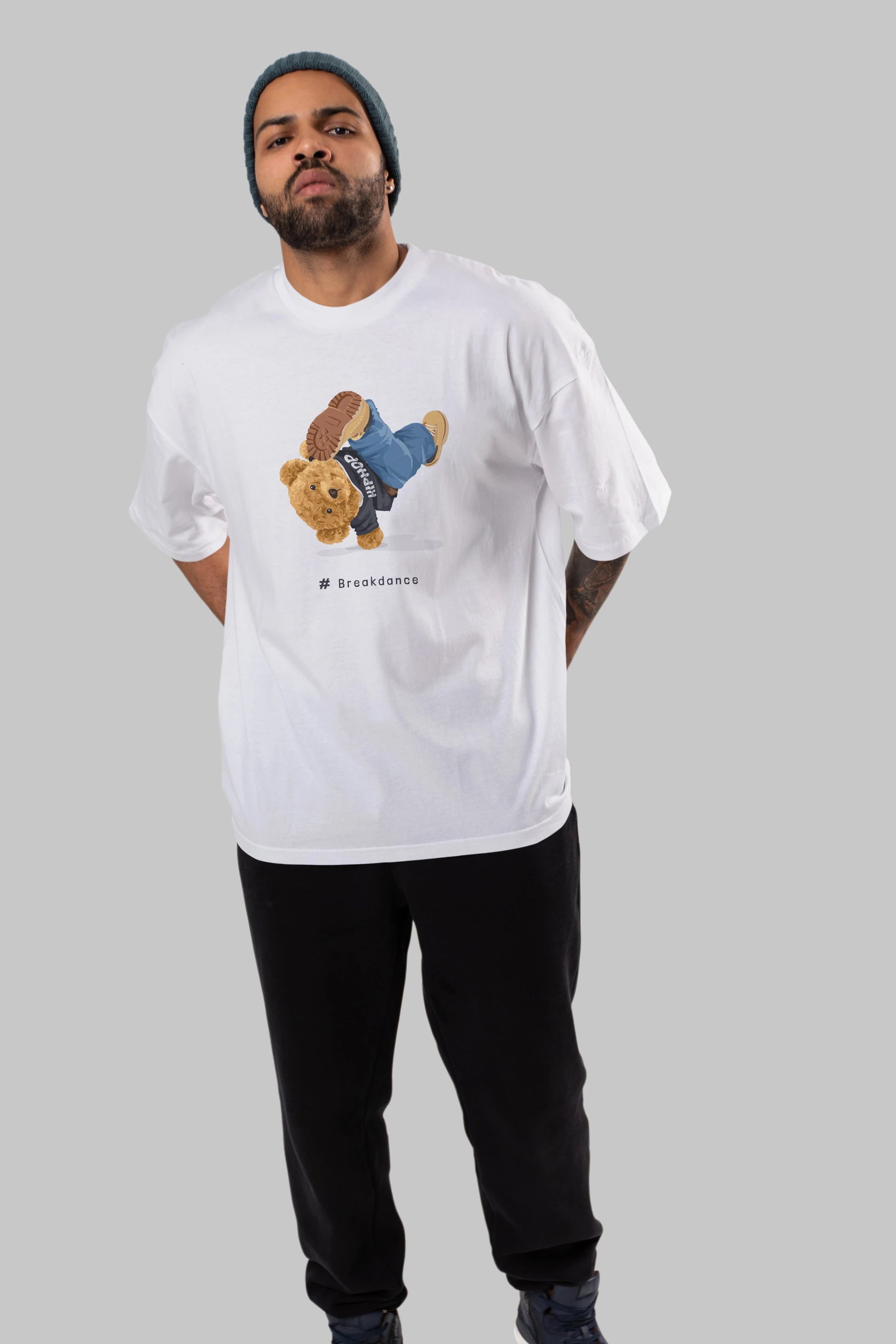 Teddy Bear Breakdance Ön Baskılı Oversize t-shirt Erkek Kadın Unisex %100 Pamuk