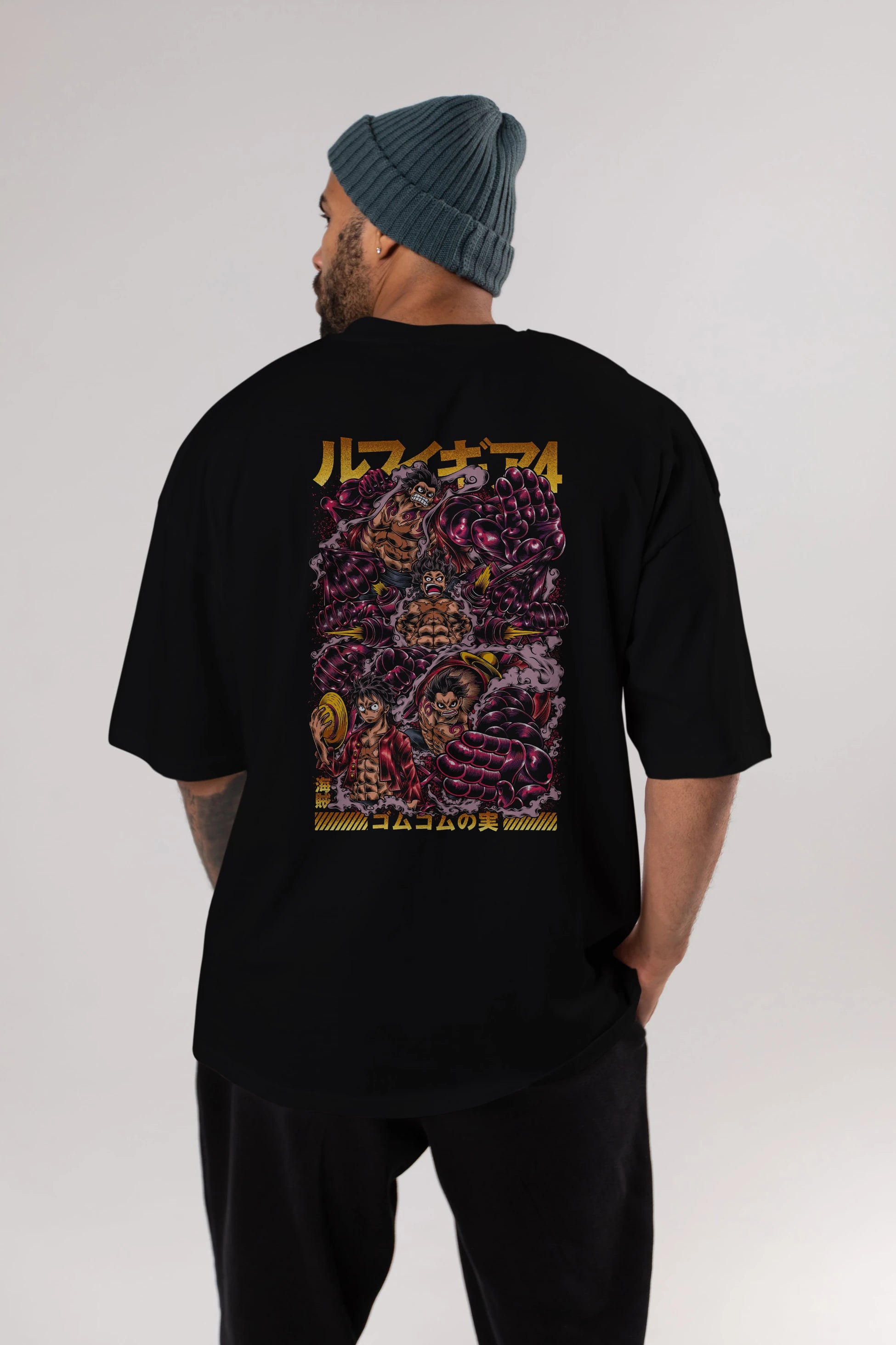 MONKEY D. LUFFY (2) Anime Arka Baskılı Oversize t-shirt Erkek Kadın Unisex