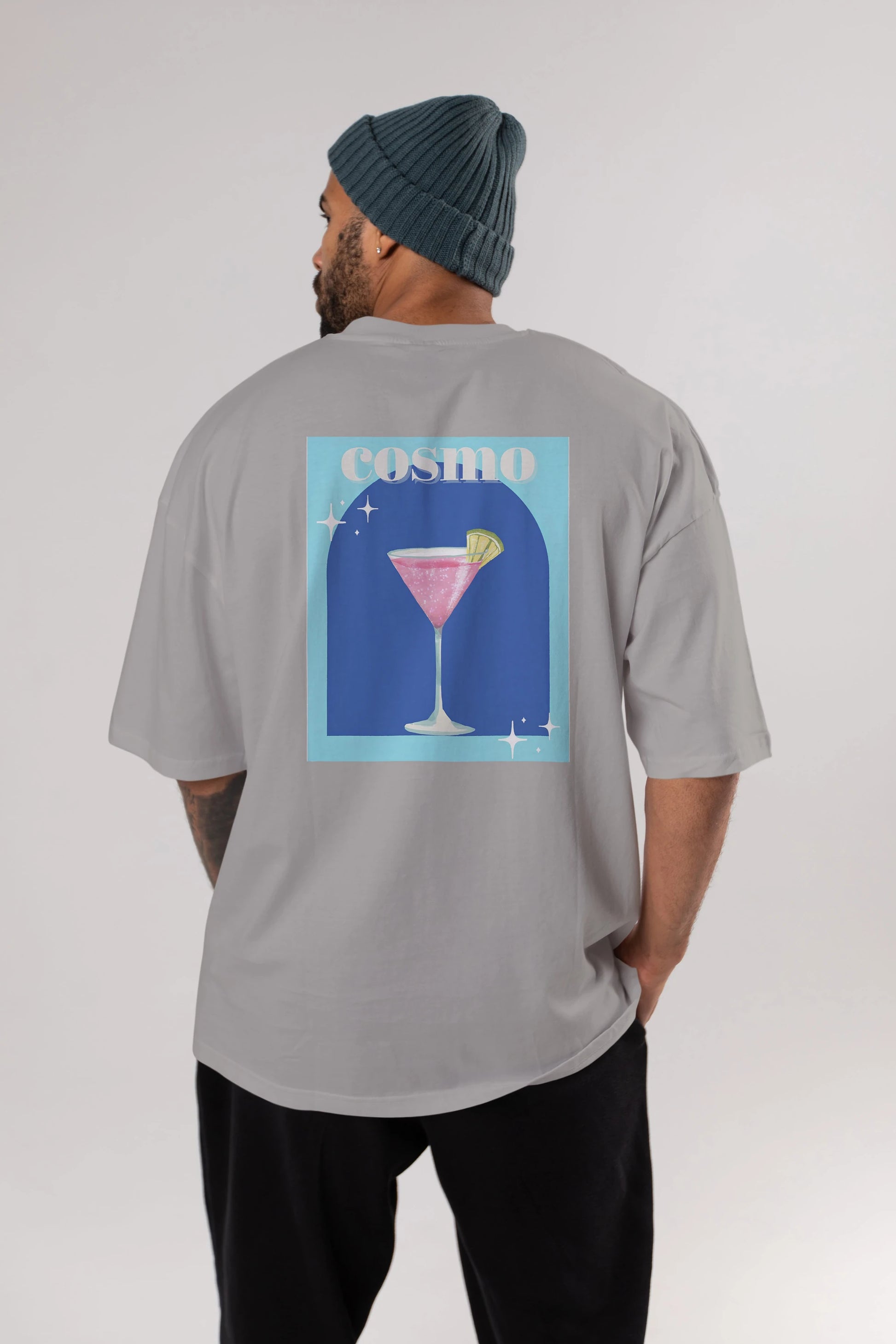 Cosmopolitan 2 Arka Baskılı Oversize t-shirt Erkek Kadın Unisex %100 Pamuk Bisiklet Yaka tişort