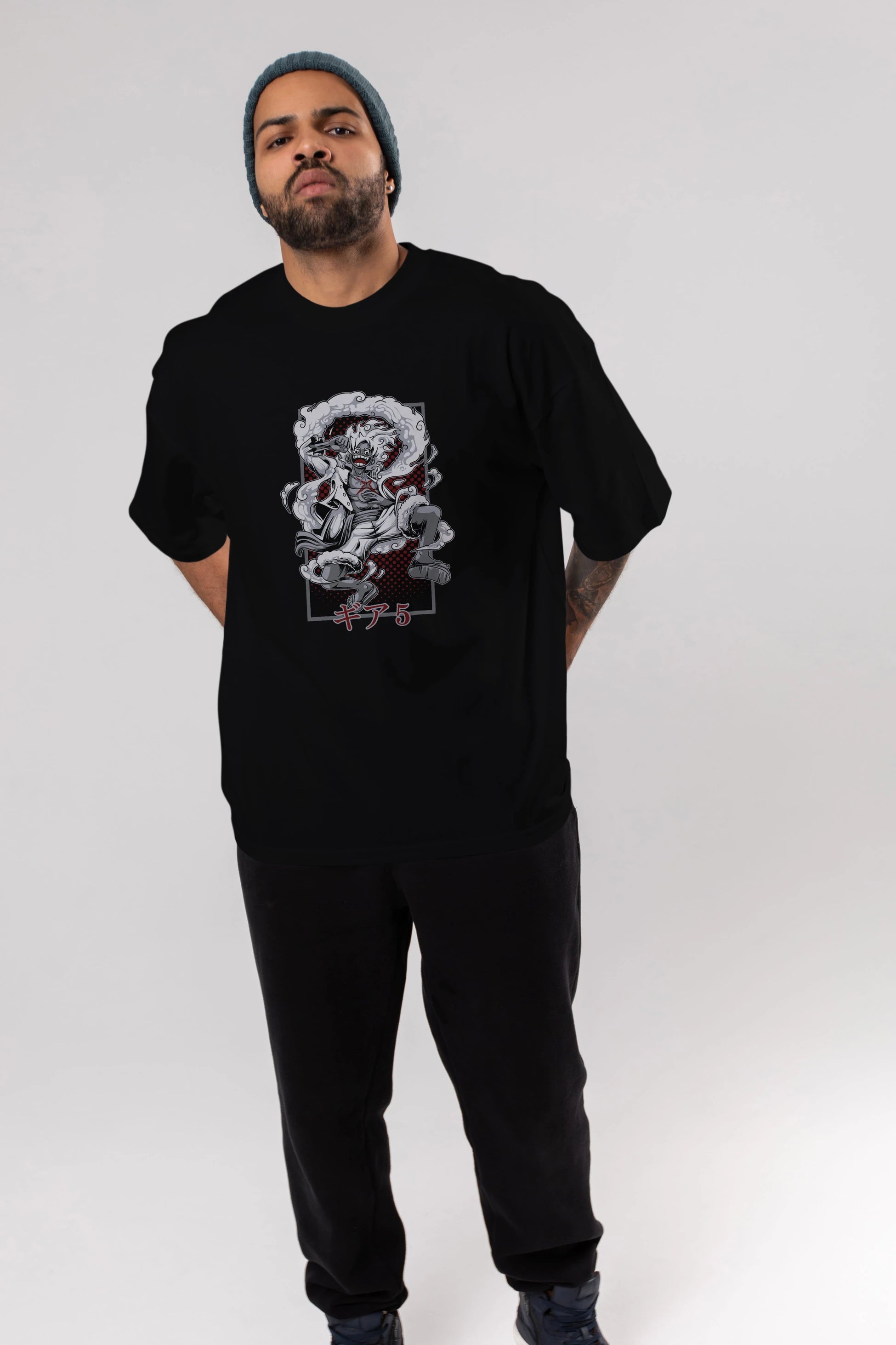 LUFFY GEAR 5 Anime Ön Baskılı Oversize t-shirt %100 pamuk Erkek Kadın Unisex