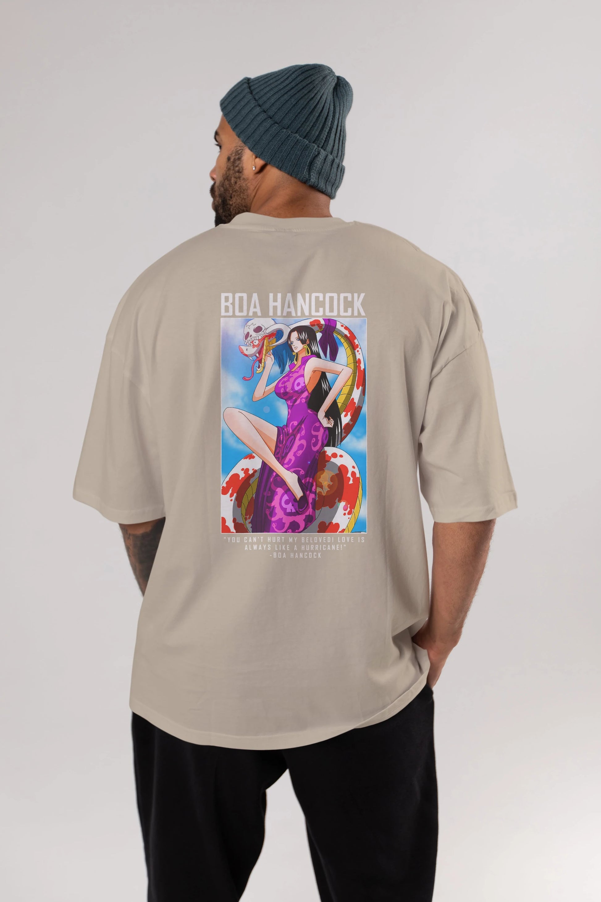 Boa Hancock Anime Arka Baskılı Oversize t-shirt Erkek Kadın Unisex %100 pamuk tişort