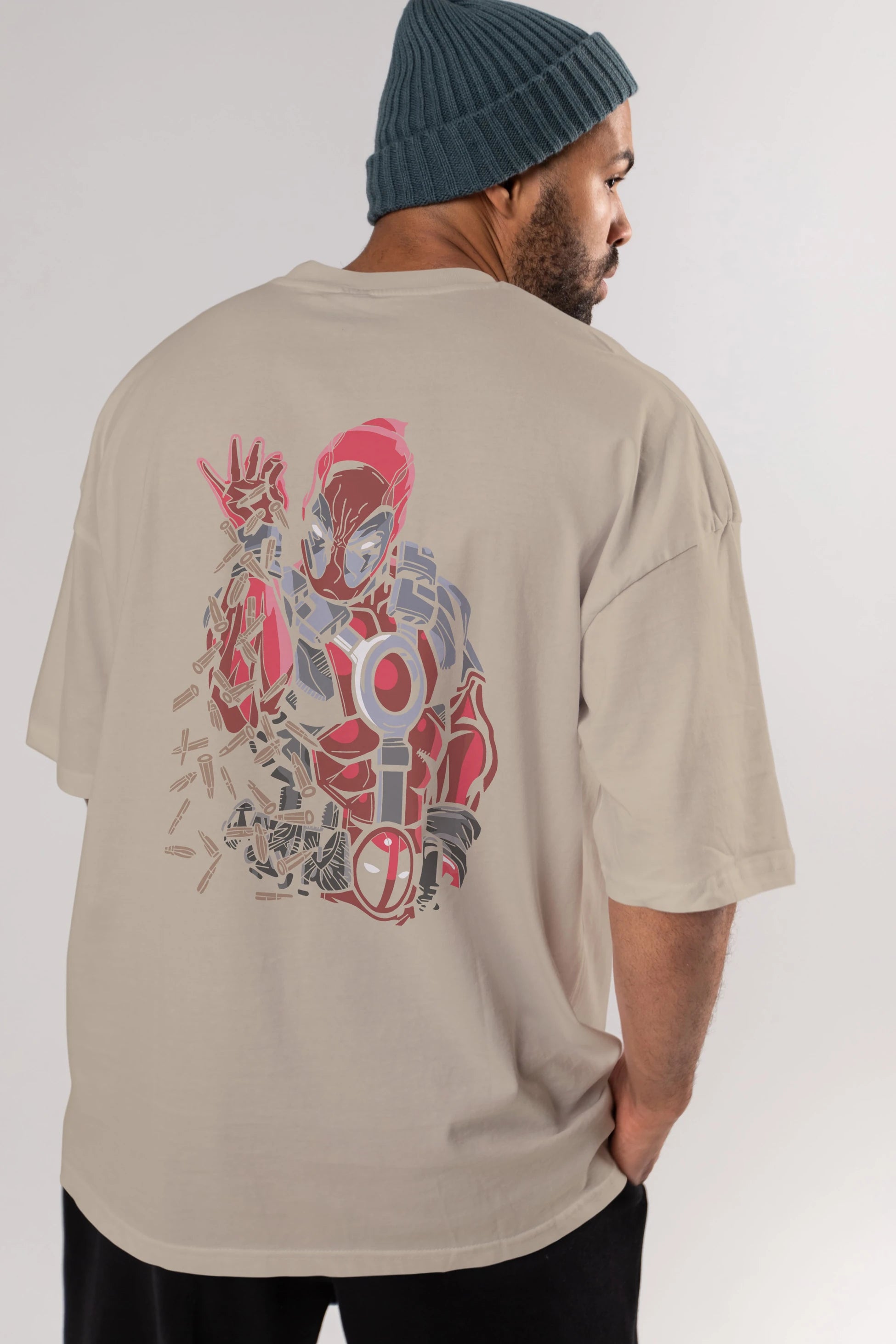 Deadpool (2) Arka Baskılı Oversize t-shirt Erkek Kadın Unisex %100 Pamuk Bisiklet Yaka tişort