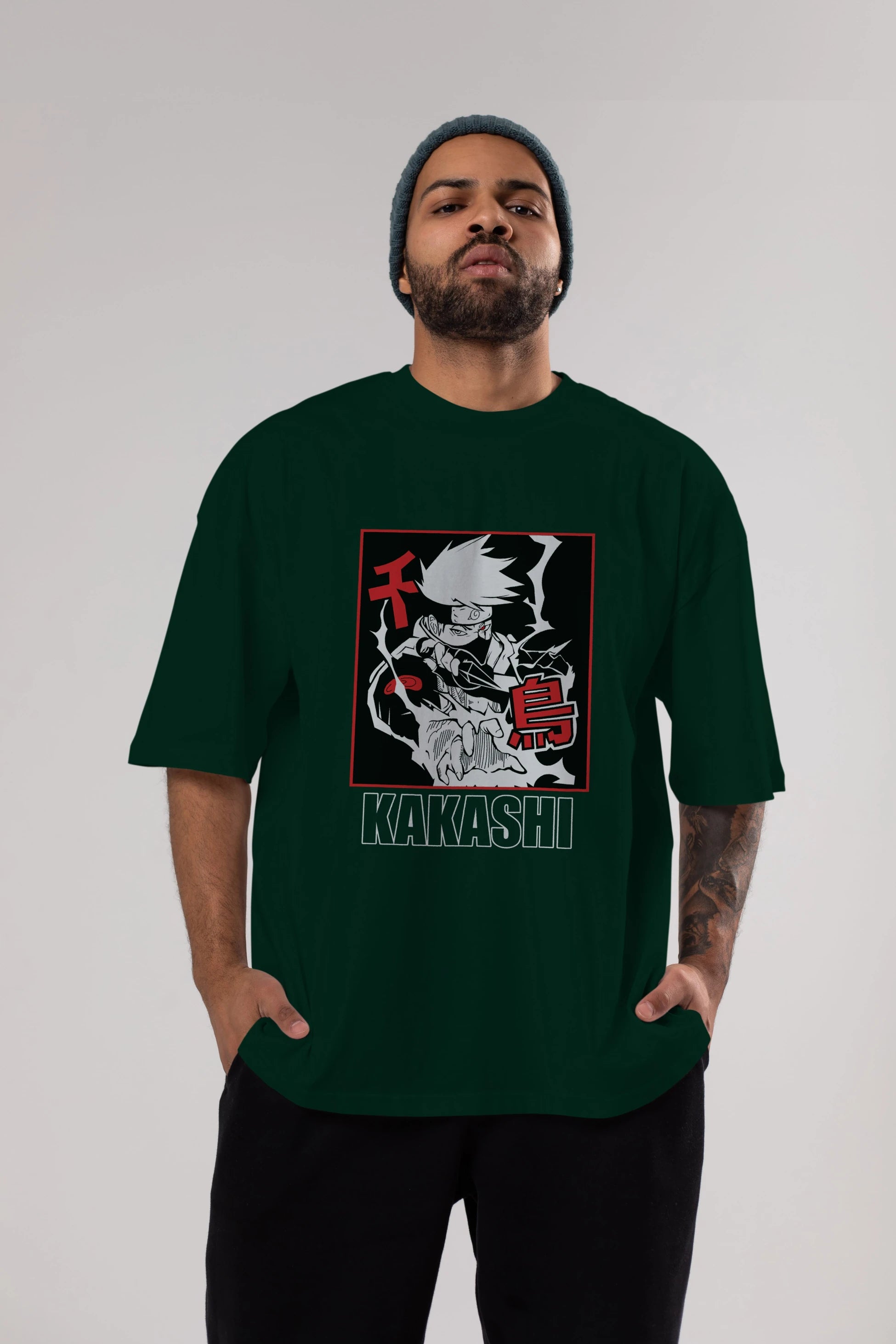KAKASHI HATAKE NARUTO Anime Ön Baskılı Oversize t-shirt %100 pamuk Erkek Kadın Unisex