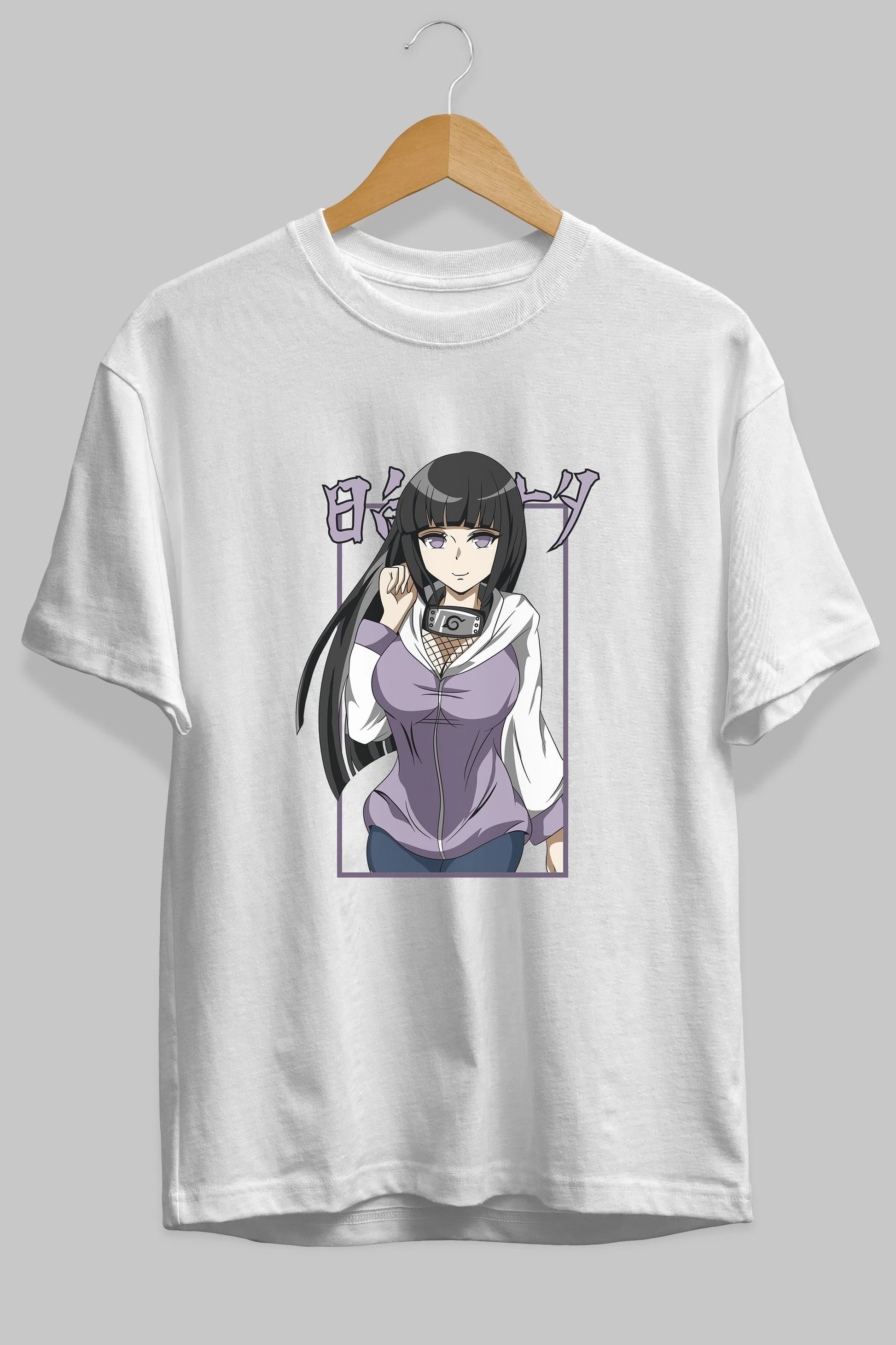 Hinata NARUTO Anime Ön Baskılı Oversize t-shirt %100 pamuk Erkek Kadın Unisex