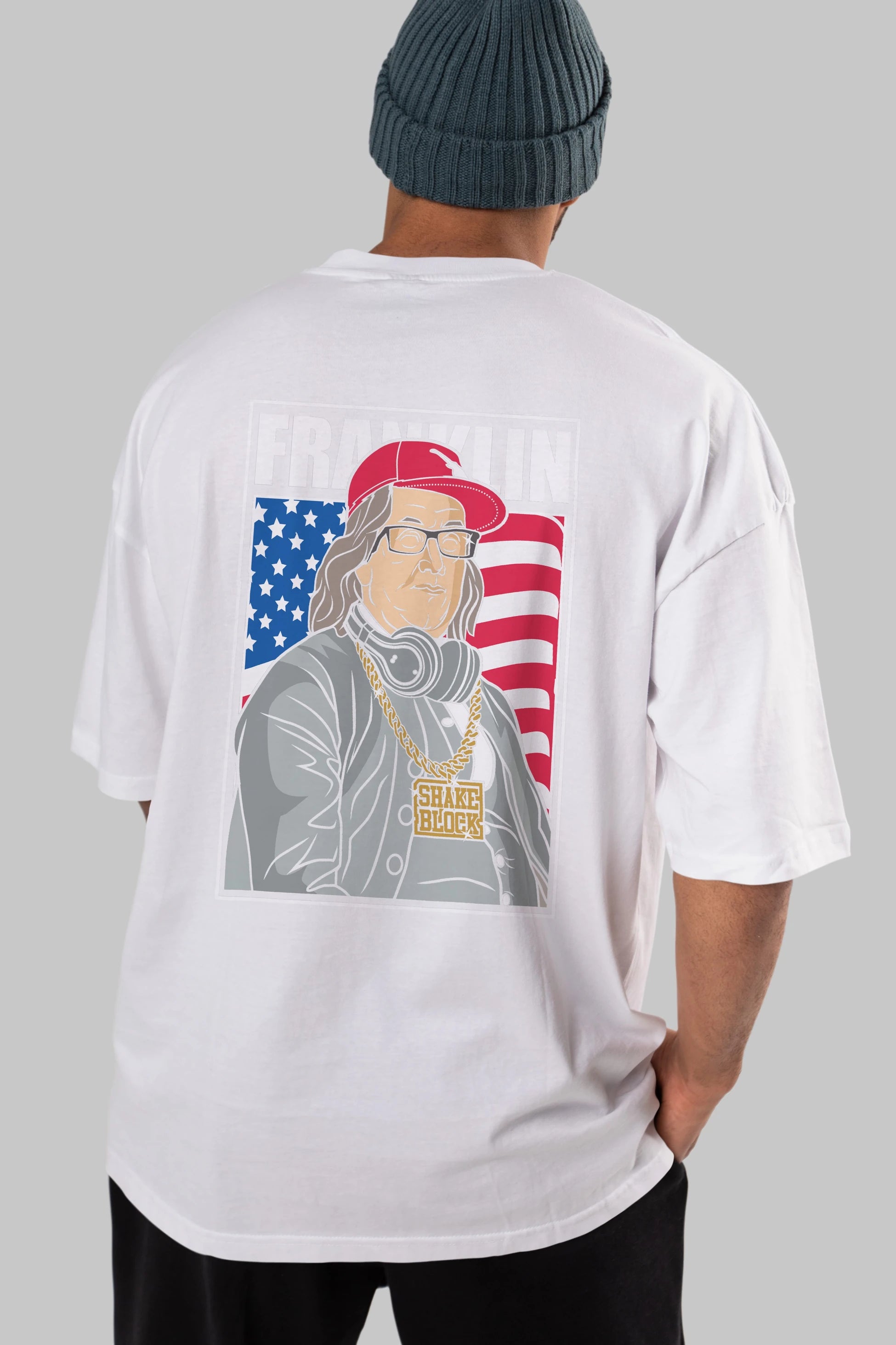 Franklin Rapper Arka Baskılı Oversize t-shirt Erkek Kadın Unisex %100 Pamuk tişort
