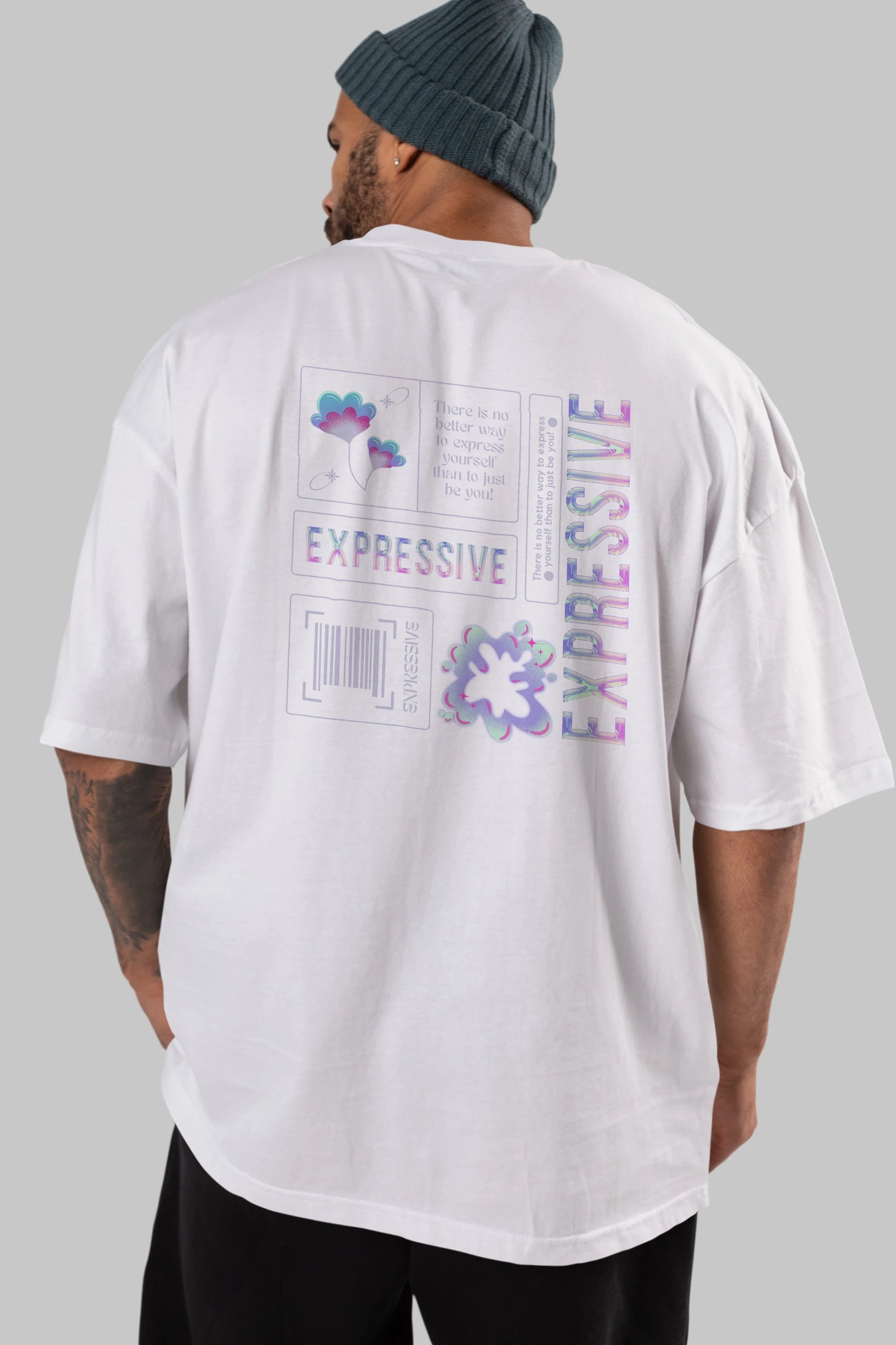 Expressive Streetwear Arka Baskılı Oversize t-shirt Erkek Kadın Unisex