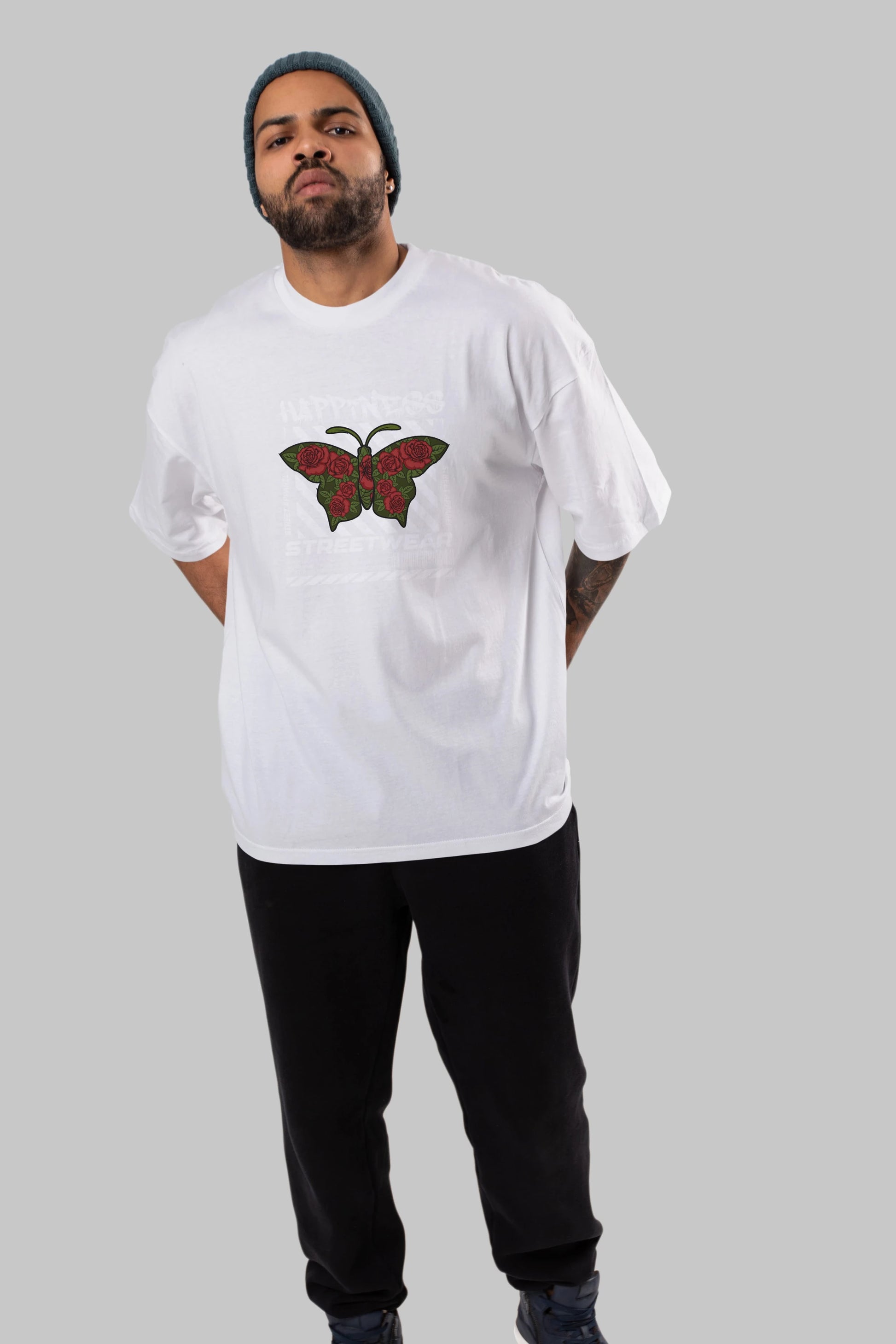 Happiness Streetwear Ön Baskılı Oversize t-shirt Erkek Kadın Unisex