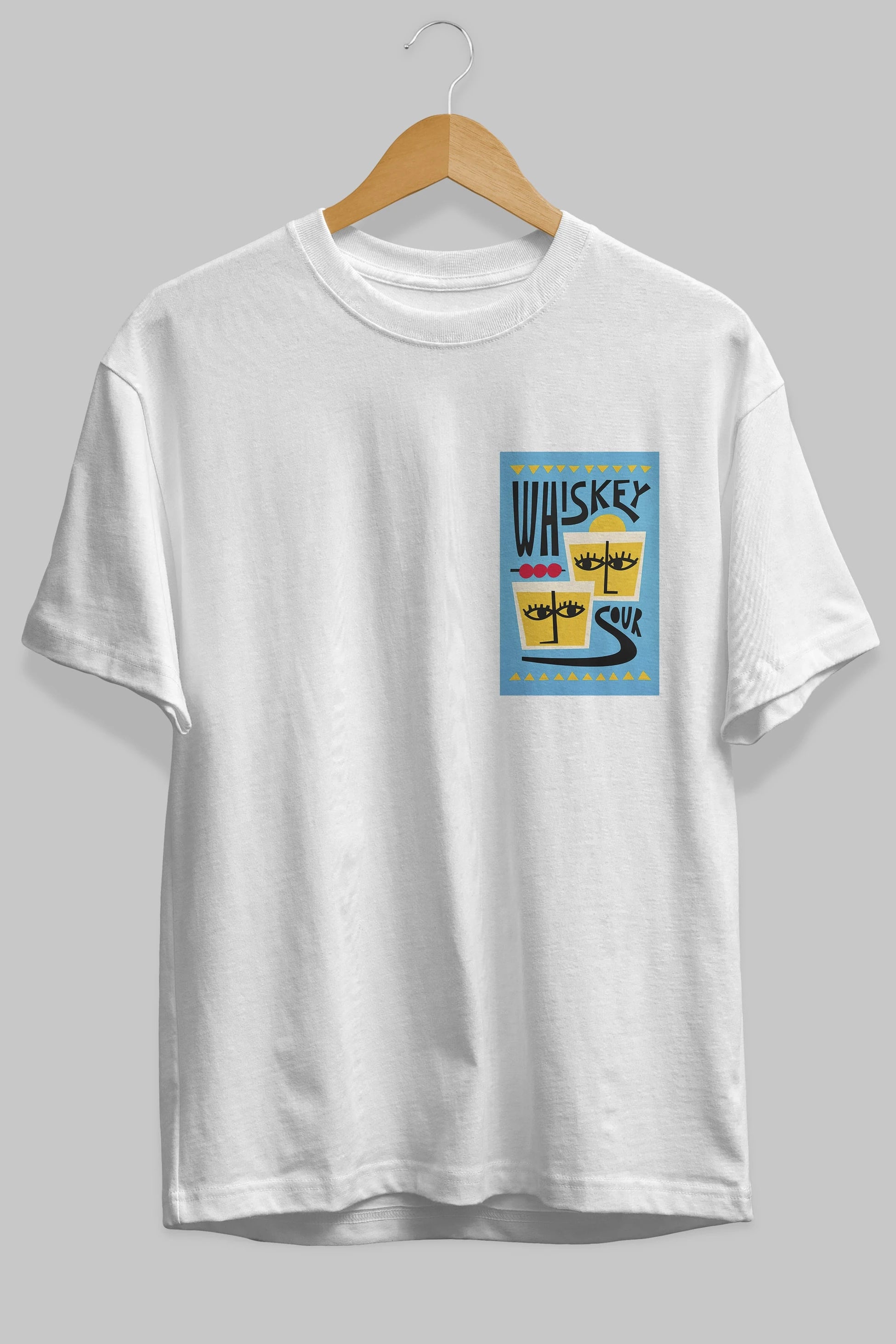 Whiskey Sour 2 Ön Sol Baskılı Oversize t-shirt Erkek Kadın Unisex %100 Pamuk Bisiklet Yaka tişort