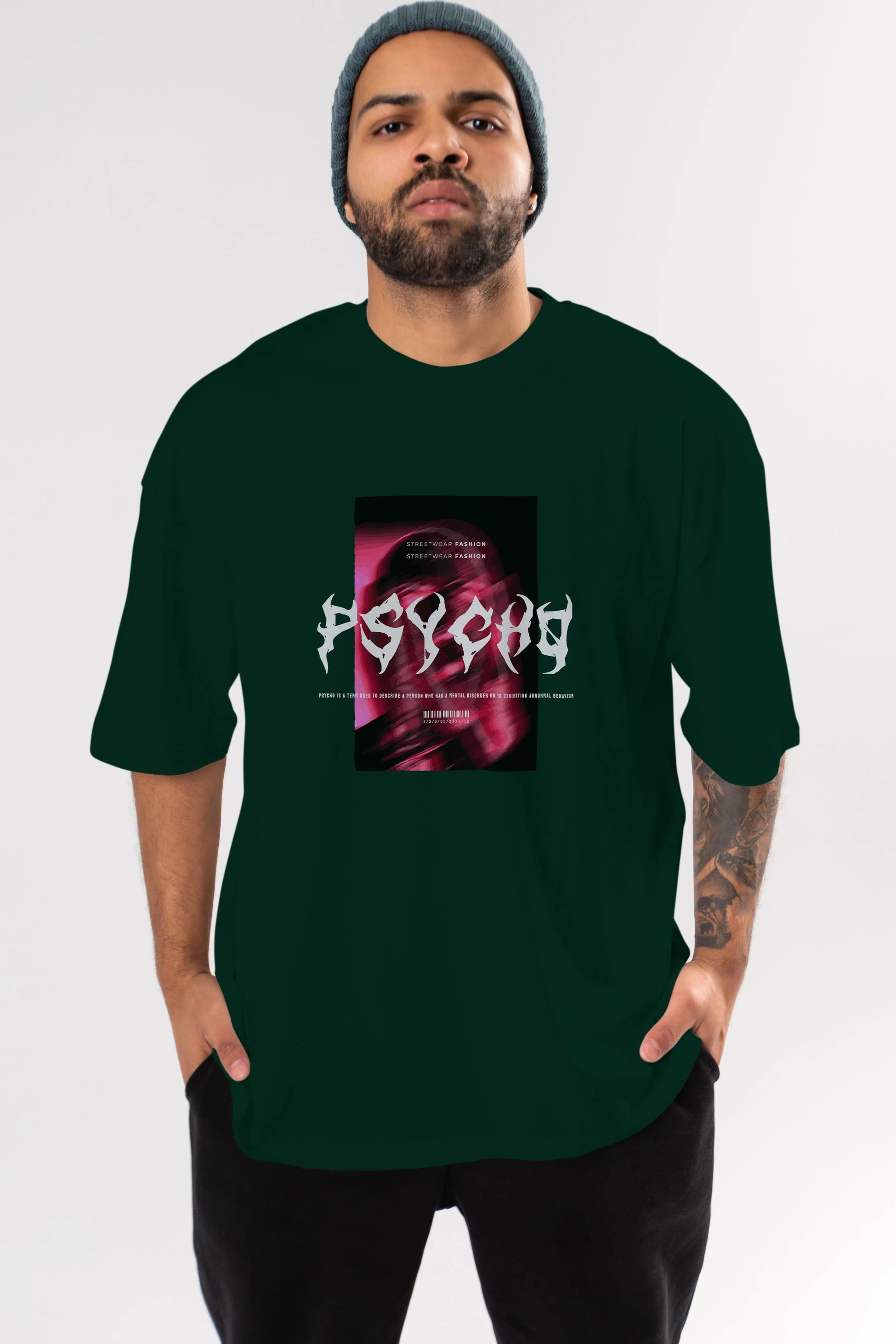 Psycho Streetwear Ön Baskılı Oversize t-shirt Erkek Kadın Unisex