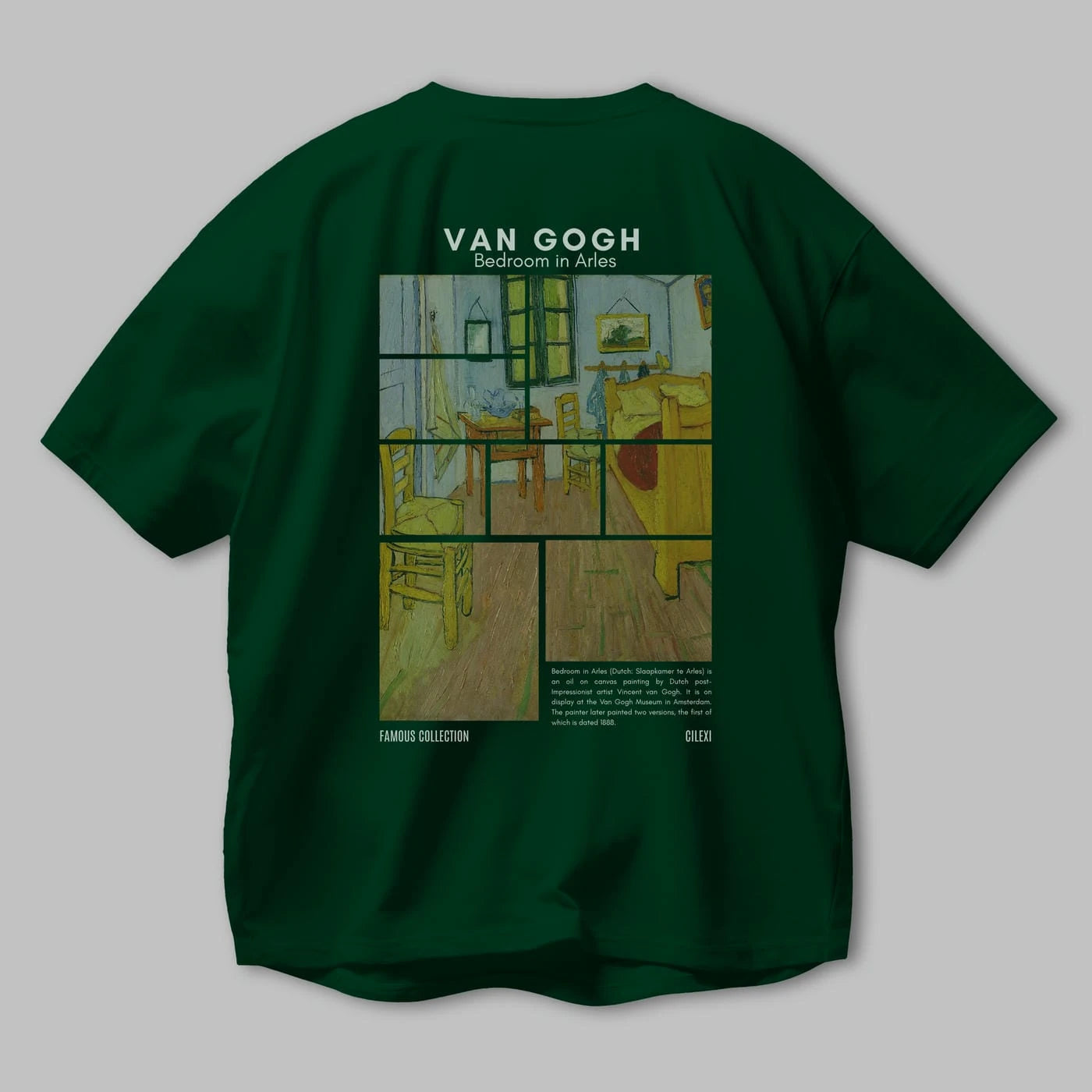 Van Gogh Arka Baskılı Oversize t-shirt Erkek Kadın Bisiklet Yaka Pamuk tişort