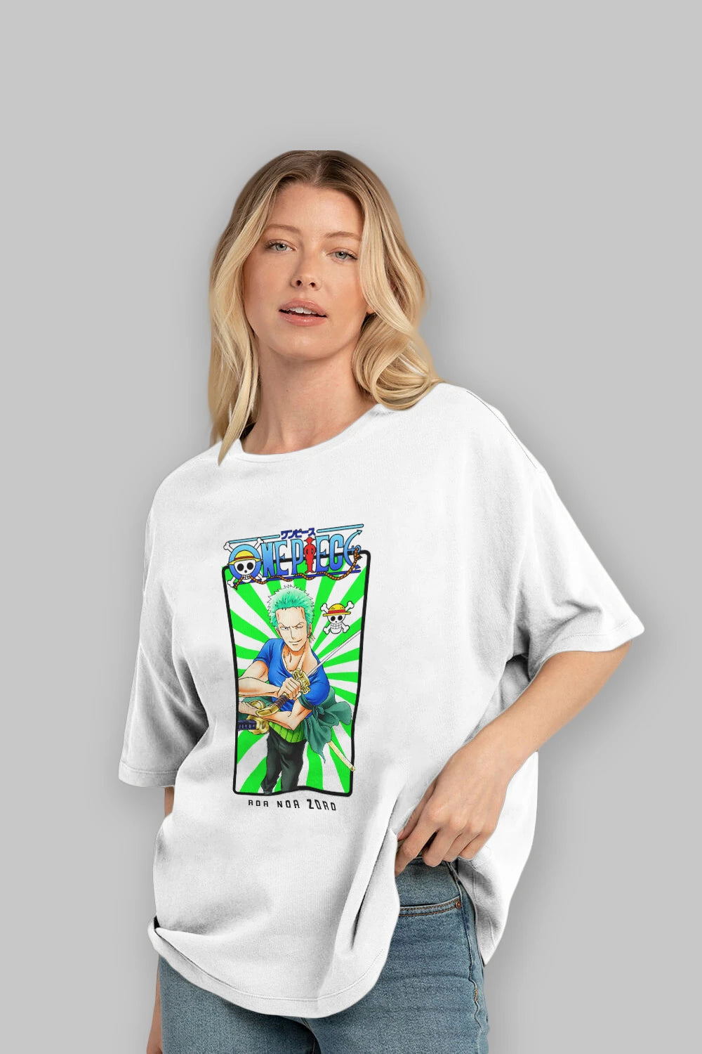 Roronoa Zoro 6 Anime Ön Baskılı Oversize t-shirt Erkek Kadın Unisex