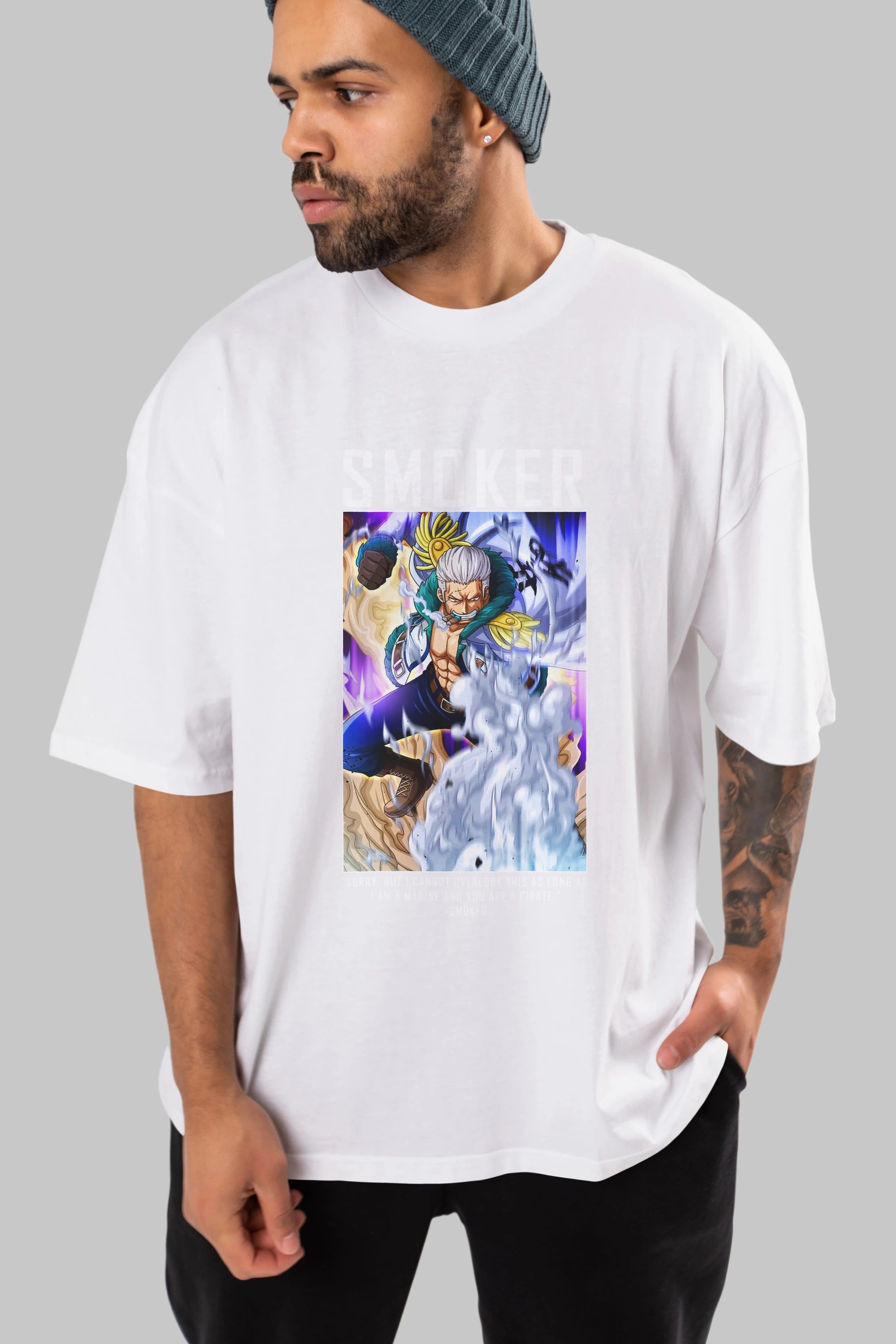 Smoker Anime Ön Baskılı Oversize t-shirt Erkek Kadın Unisex