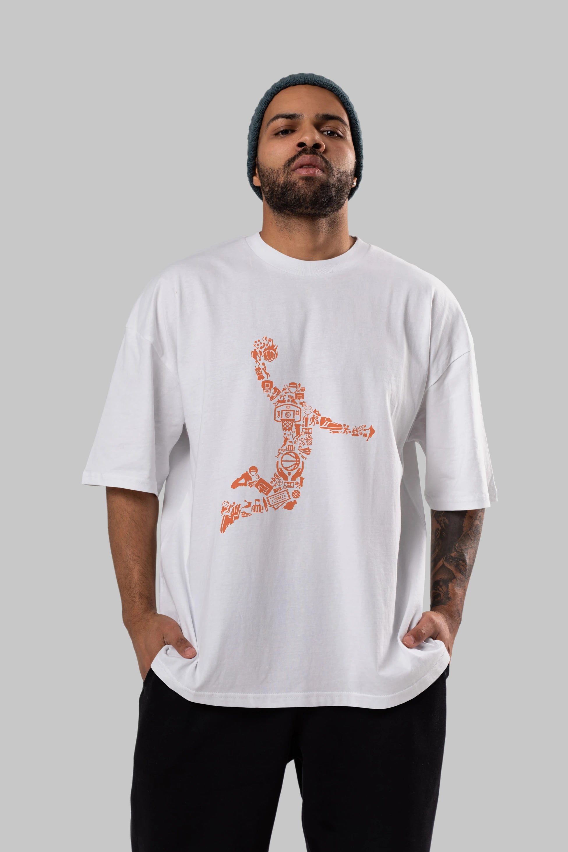 Basketball Player Ön Baskılı Oversize t-shirt %100 pamuk Erkek Kadın Unisex