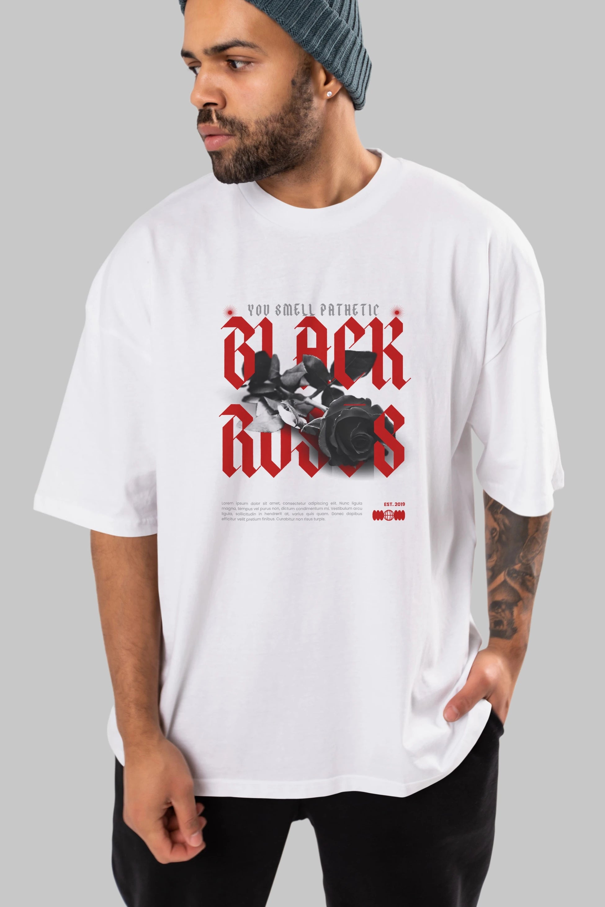 Black Roses Ön Baskılı Oversize t-shirt Erkek Kadın Unisex