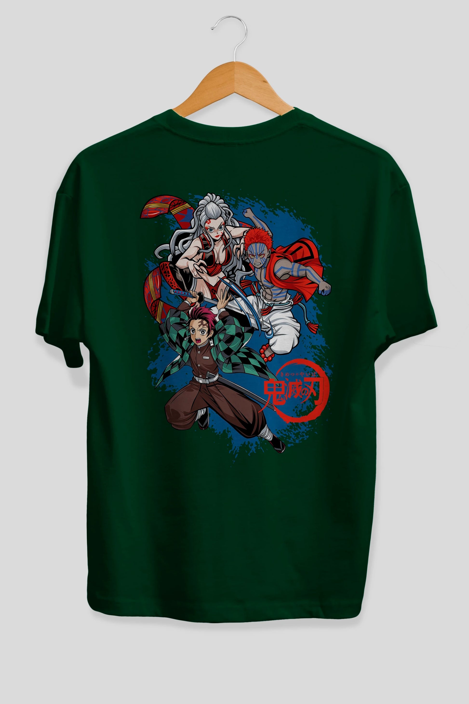 TANJIRO ,AKAZA,DAKI Anime Arka Baskılı Oversize t-shirt Erkek Kadın Unisex