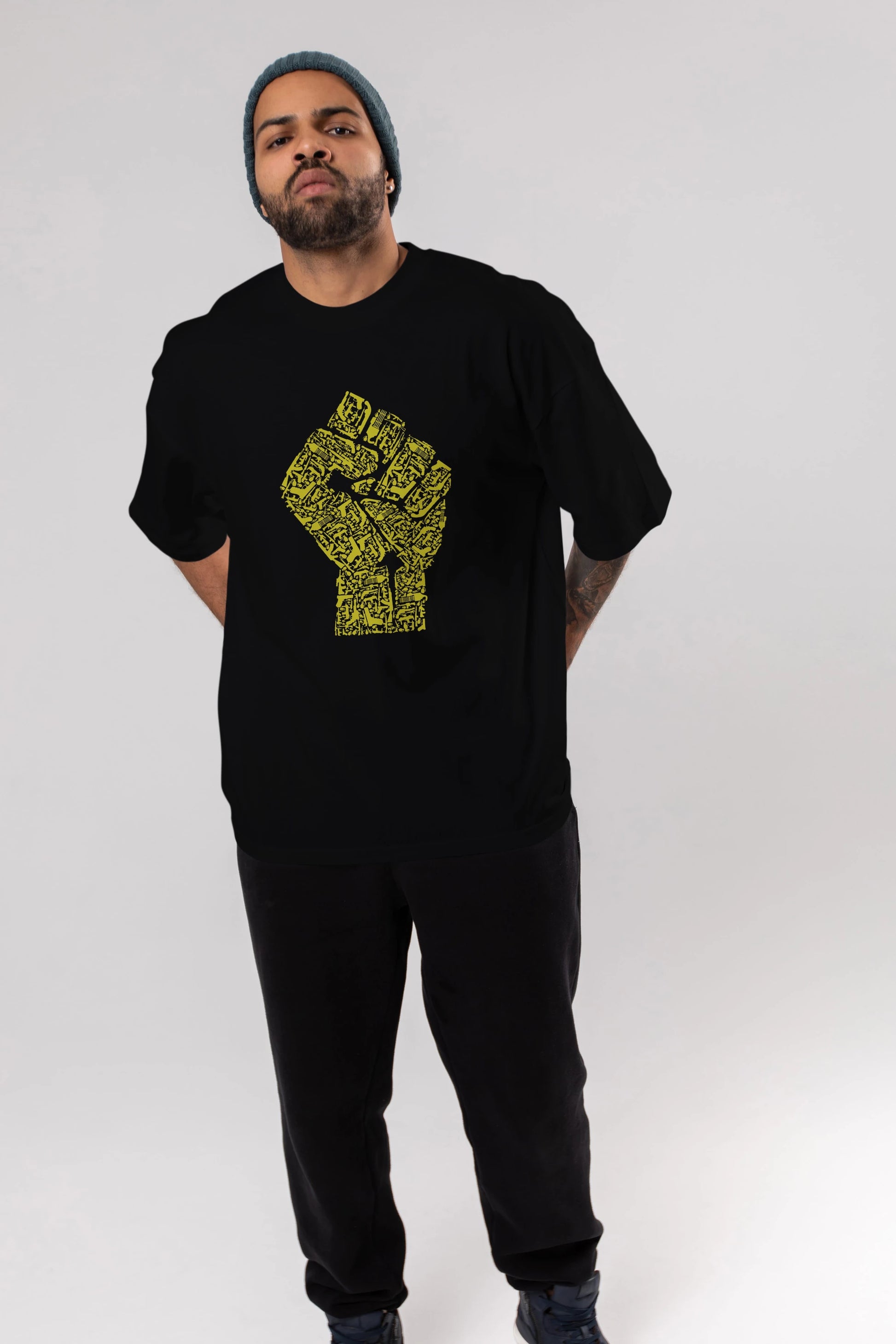 Hand Of Revolution Ön Baskılı Oversize t-shirt %100 pamuk Erkek Kadın Unisex