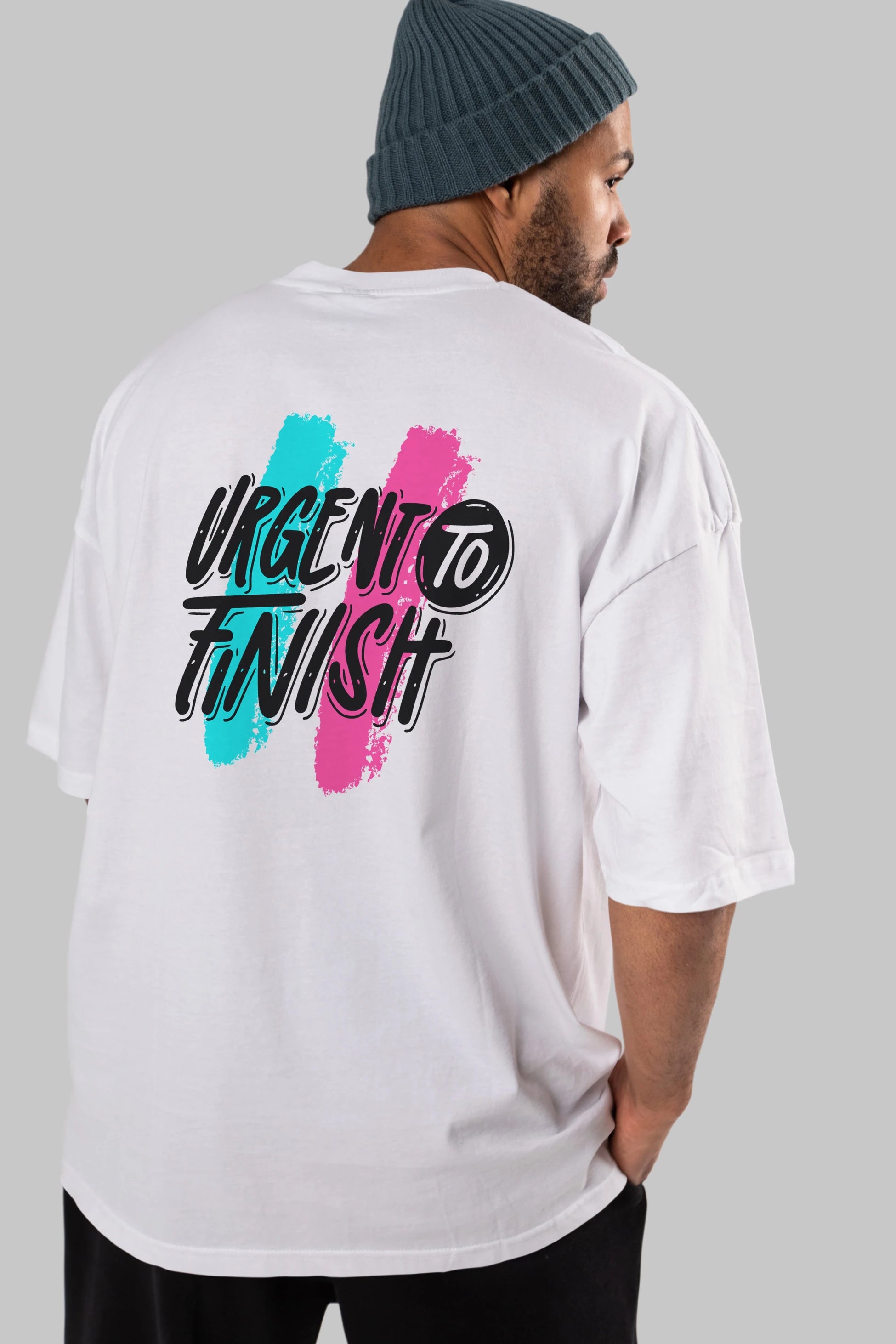 Urgent To Finish Arka Baskılı Oversize t-shirt Erkek Kadın Unisex