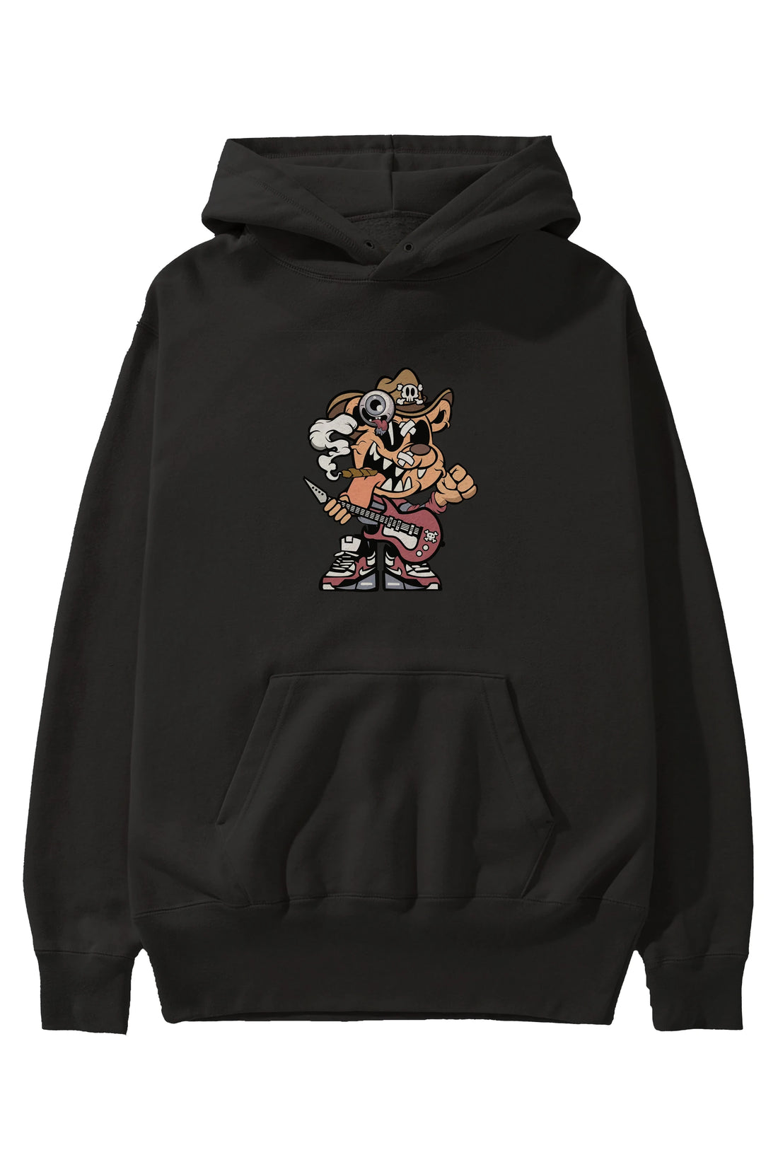 Freddy Bear Ön Baskılı Hoodie Oversize Kapüşonlu Sweatshirt Erkek Kadın Unisex