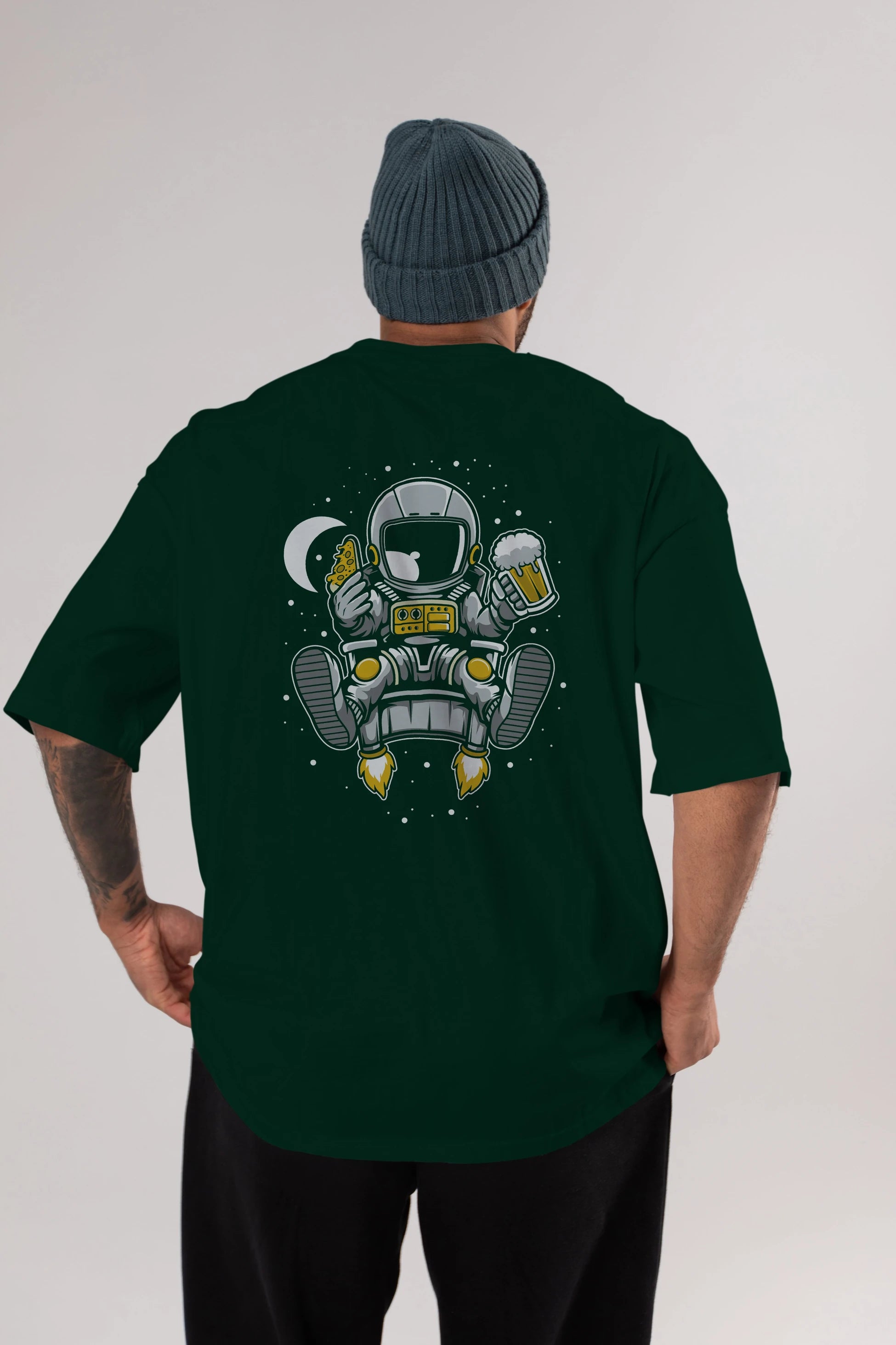 Astronaut Relax (2) Arka Baskılı Oversize t-shirt Erkek Kadın Unisex
