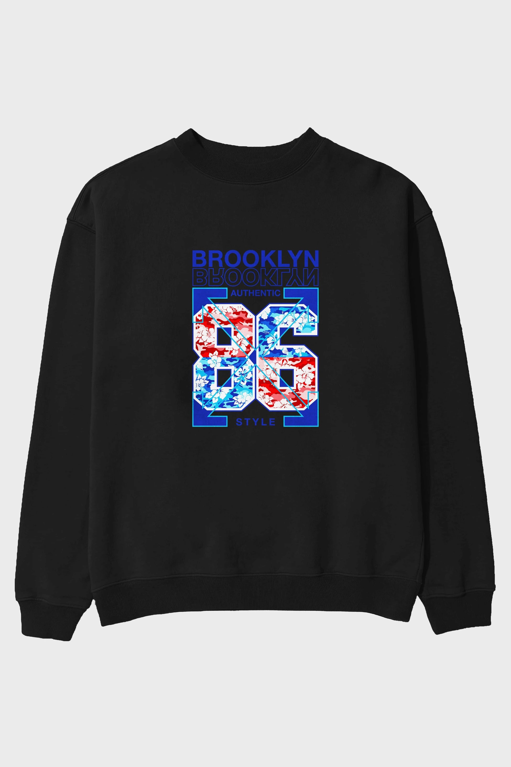 Brooklyn 86 Style Ön Baskılı Oversize Sweatshirt Erkek Kadın Unisex