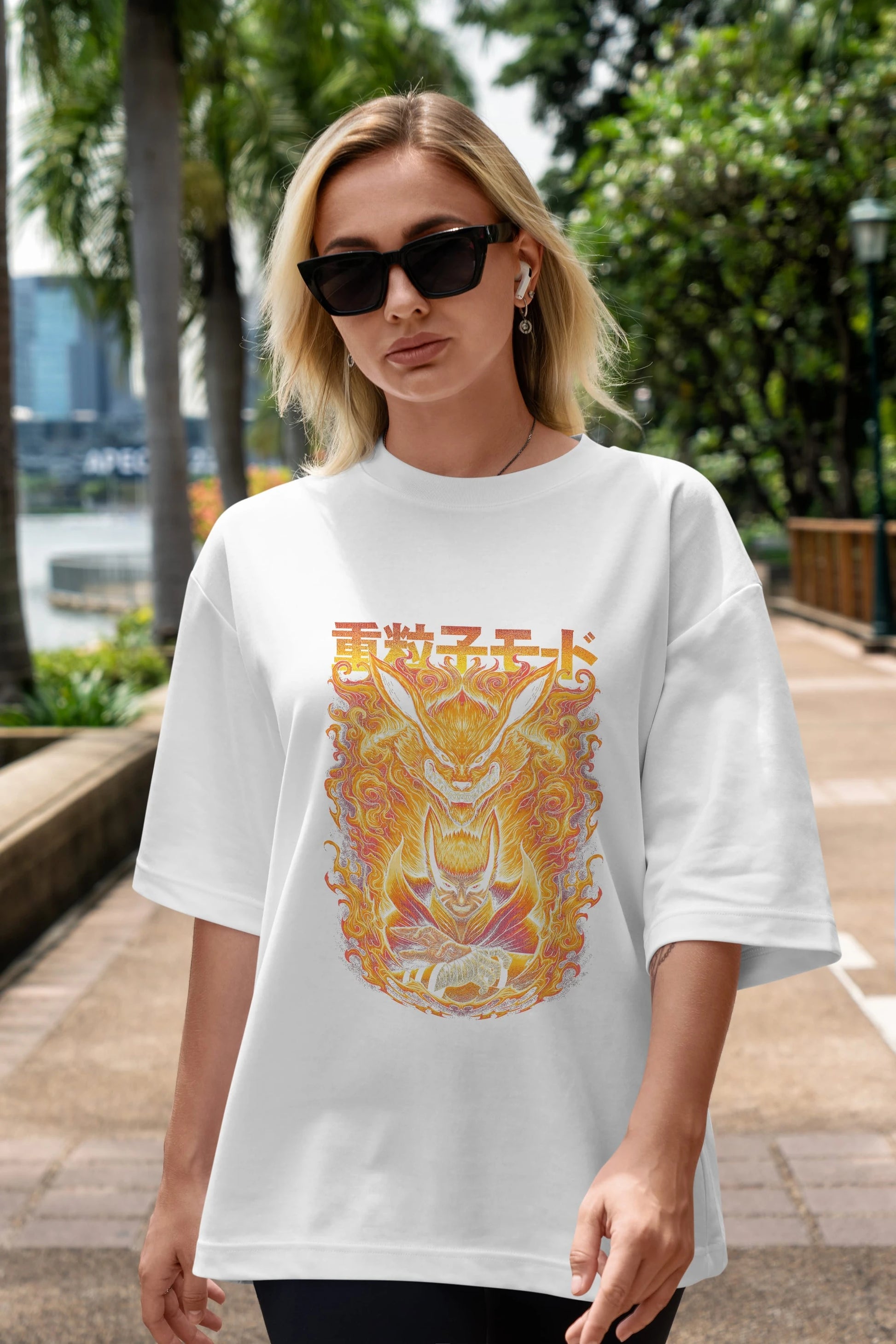 NARUTO KYUUBI 1 Anime Ön Baskılı Oversize t-shirt %100 pamuk Erkek Kadın Unisex