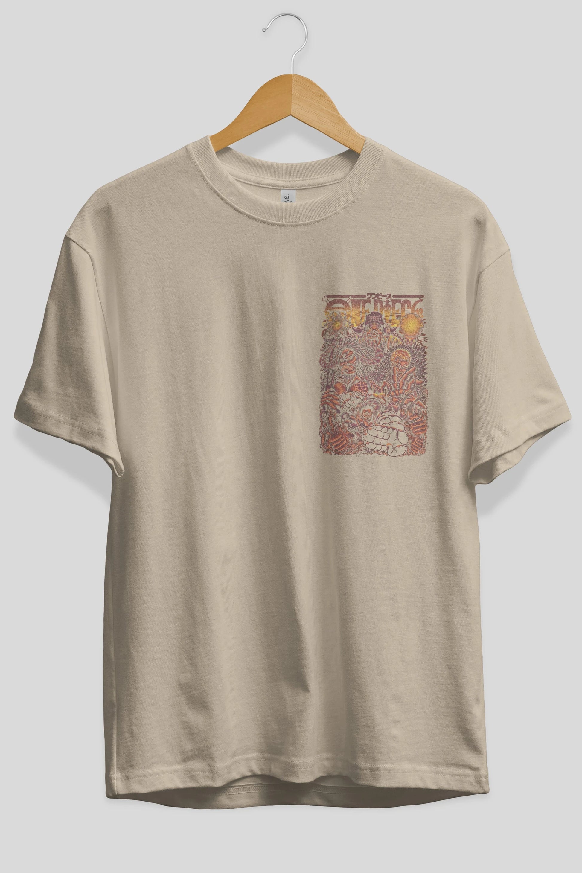 ONE PIECE Ön Sol Baskılı Oversize t-shirt Erkek Kadın Unisex %100 Pamuk Bisiklet Yaka tişort