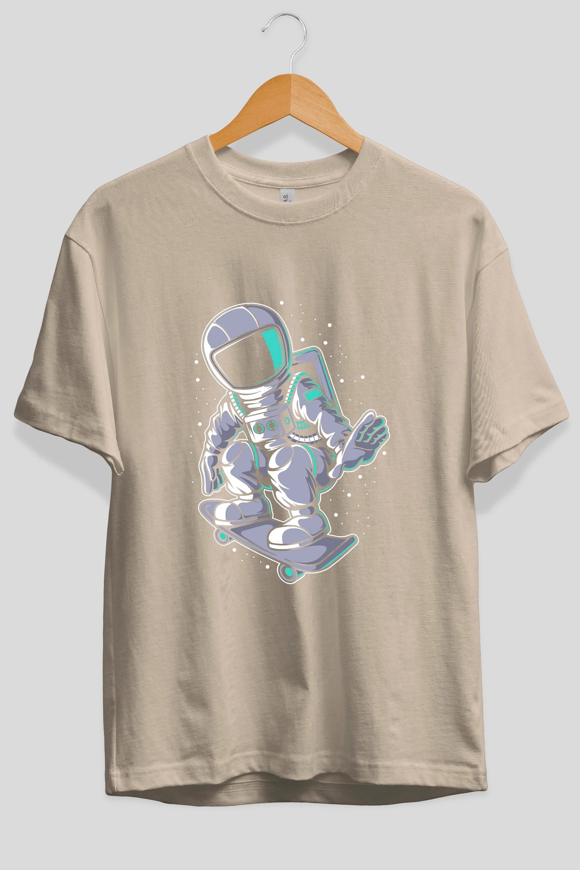 Astronaut Skater Ön Baskılı Oversize t-shirt Erkek Kadın Unisex