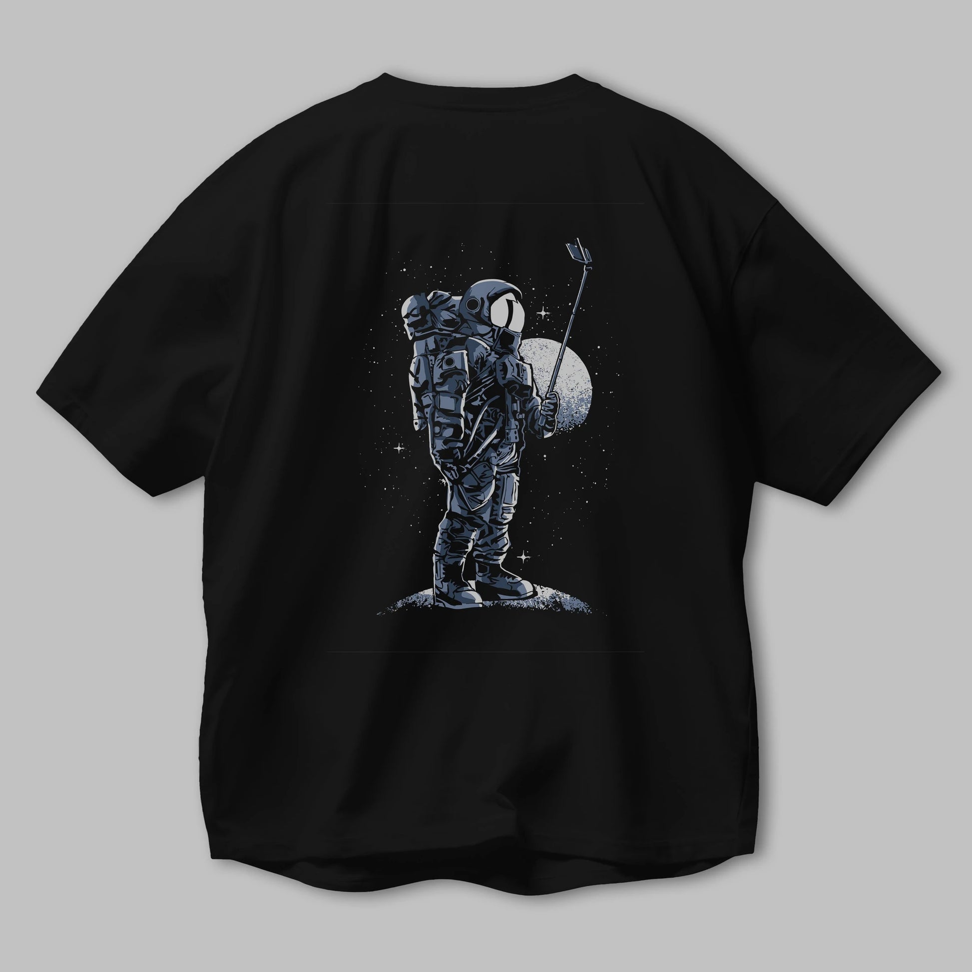 Selfie Astronaut Arka Baskılı Oversize t-shirt Erkek Kadın Unisex %100 Pamuk
