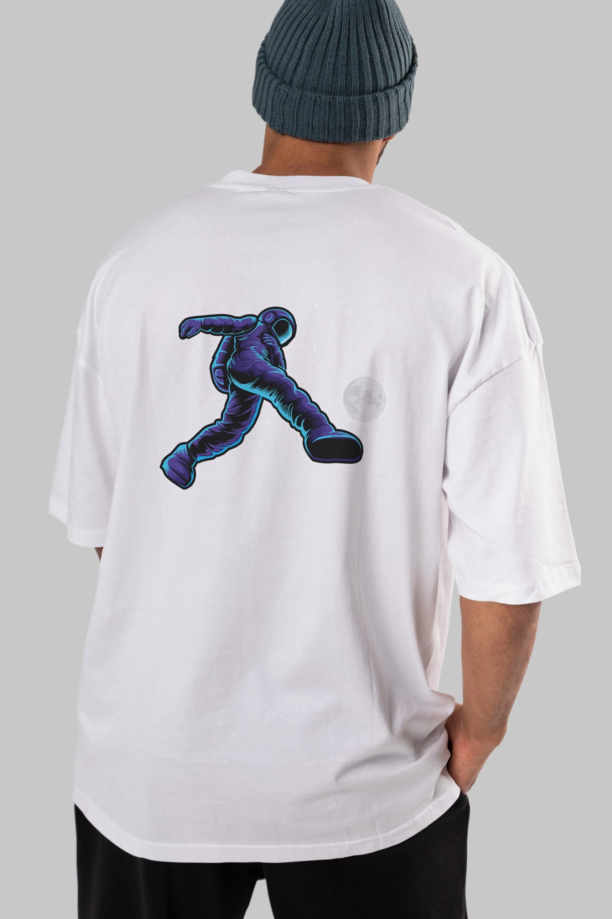 Astroball in Space Arka Baskılı Oversize t-shirt Erkek Kadın Unisex