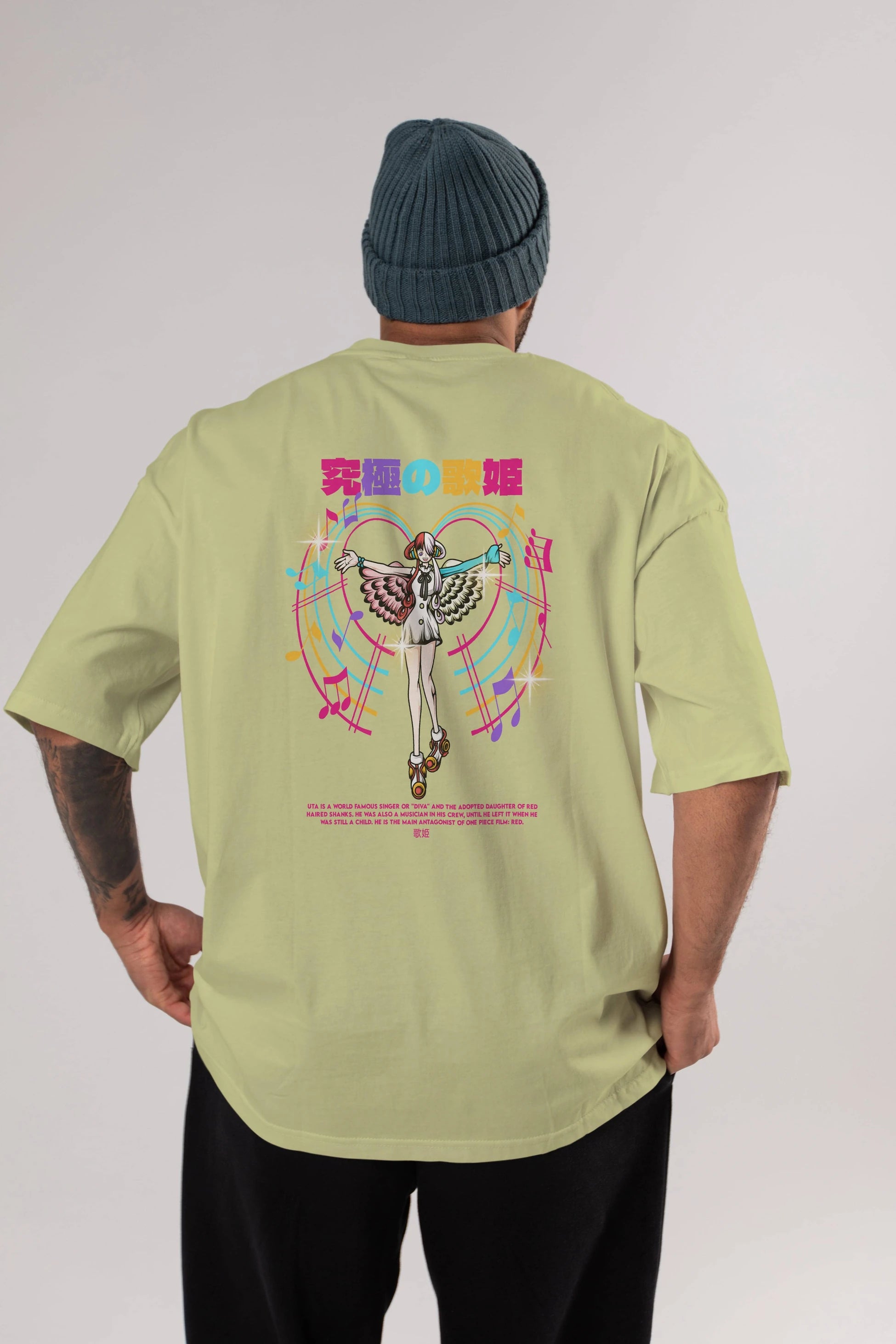 Uta Anime Arka Baskılı Oversize t-shirt Erkek Kadın Unisex